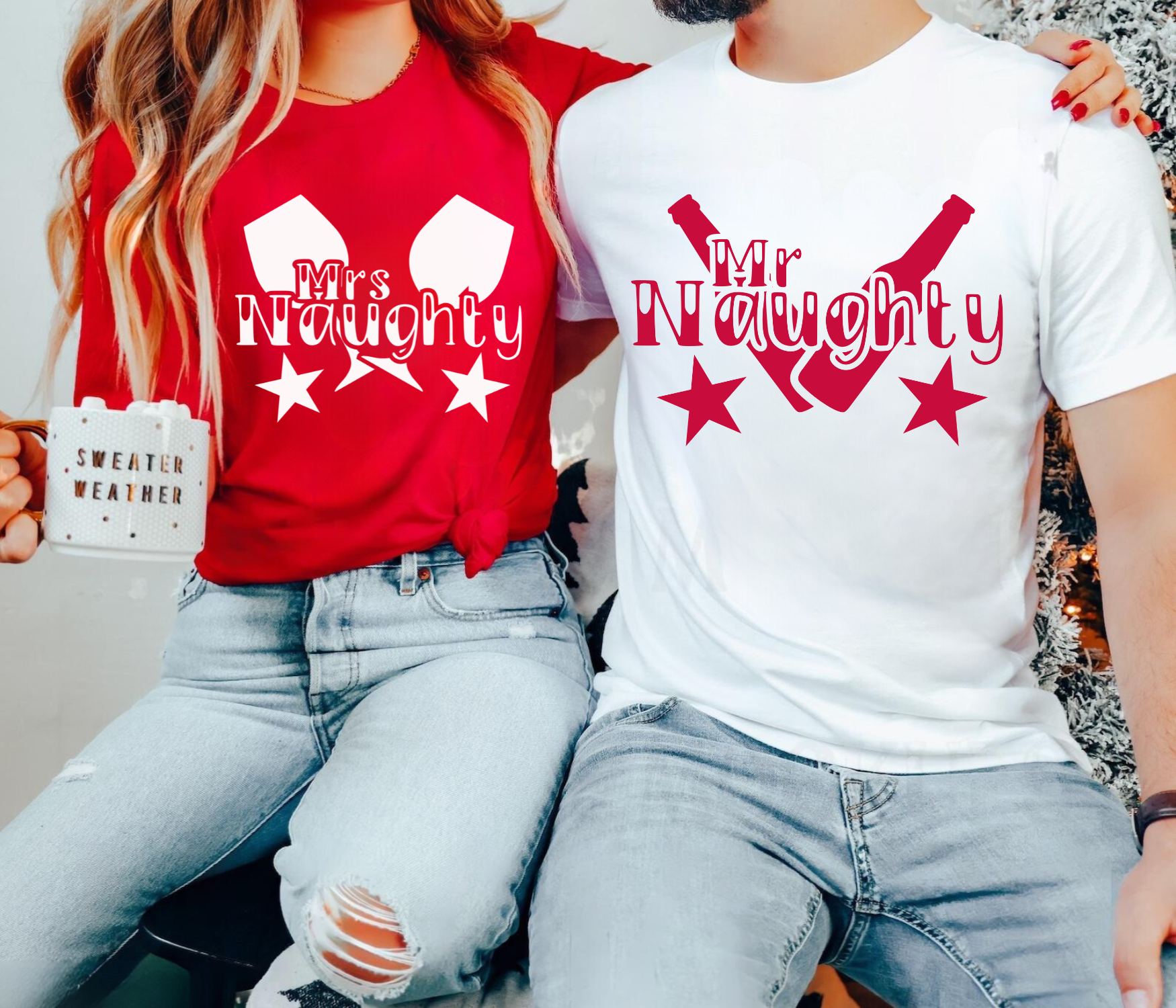 Mr and Mrs Naughty Funny Matching Couples Tees _ Express Shipping available 