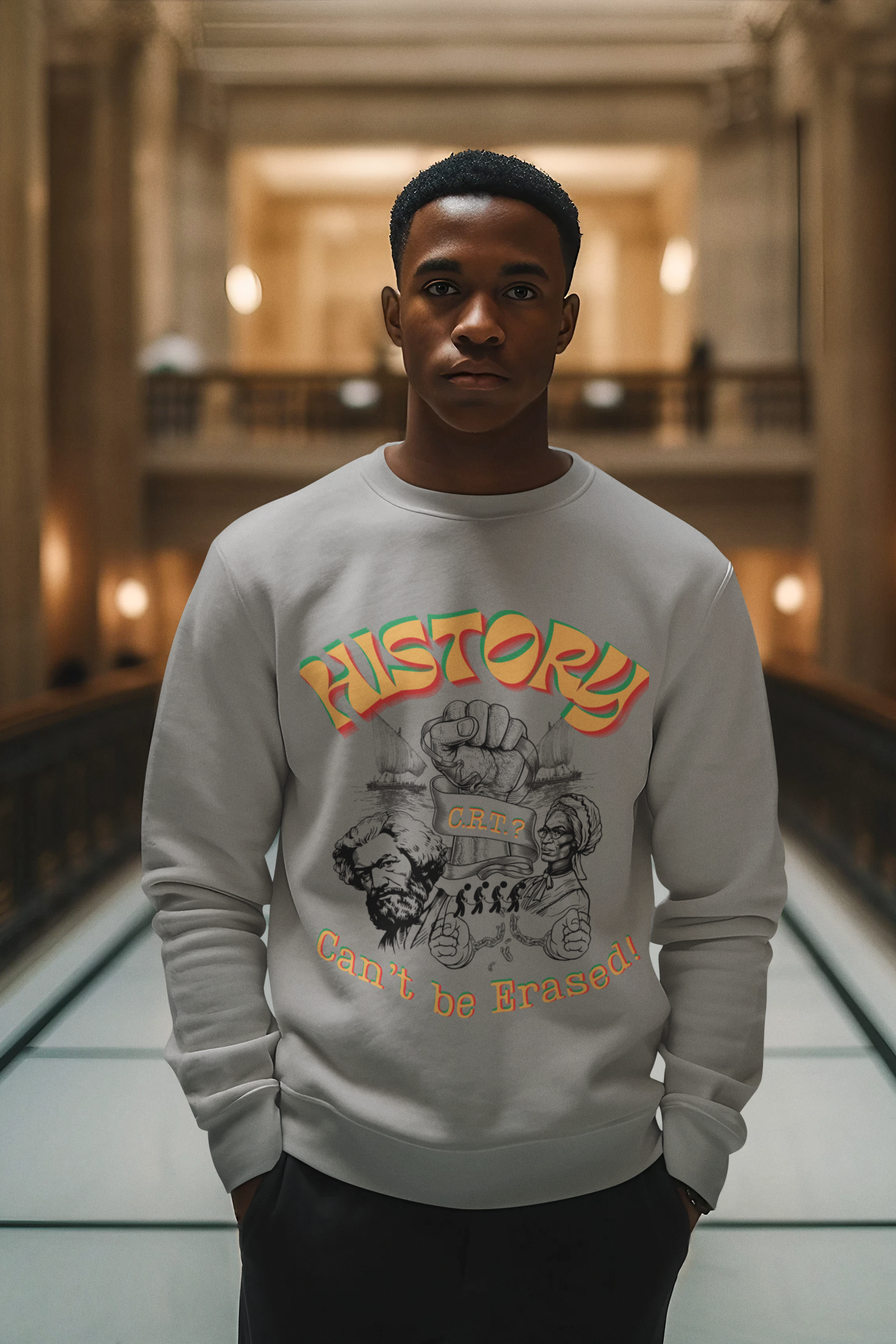 "History Can't Be Erased" Unisex NuBlend® Crewneck Sweatshirt product thumbnail image