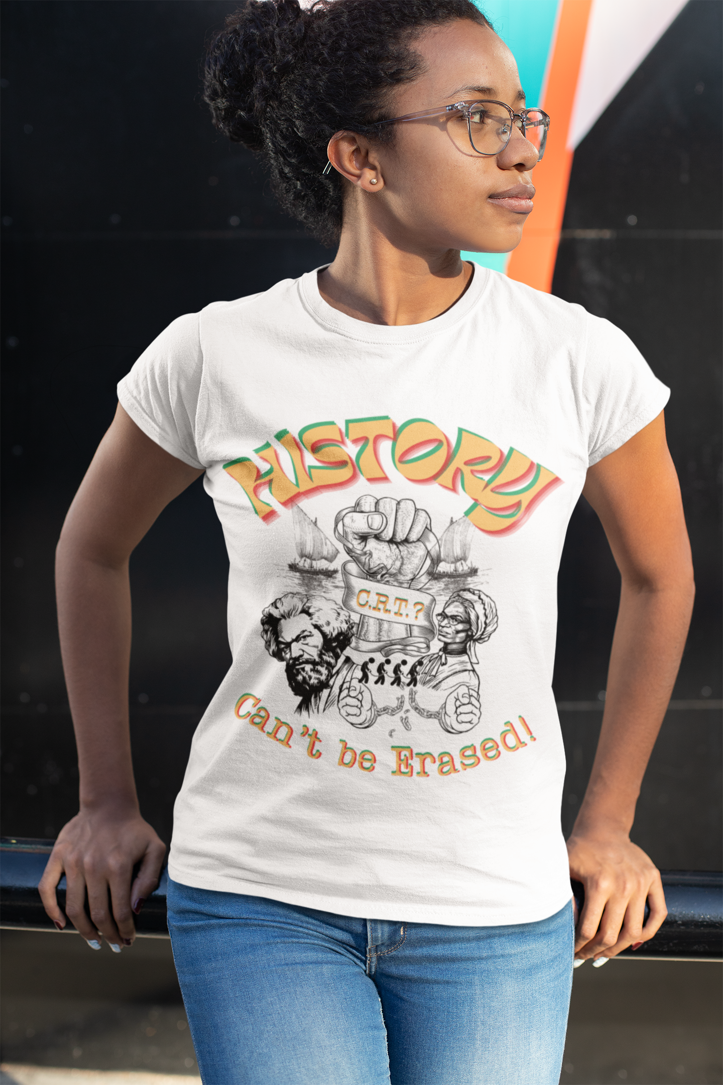"History Can't Be Erased" Unisex Garment-Dyed T-shirt product thumbnail image