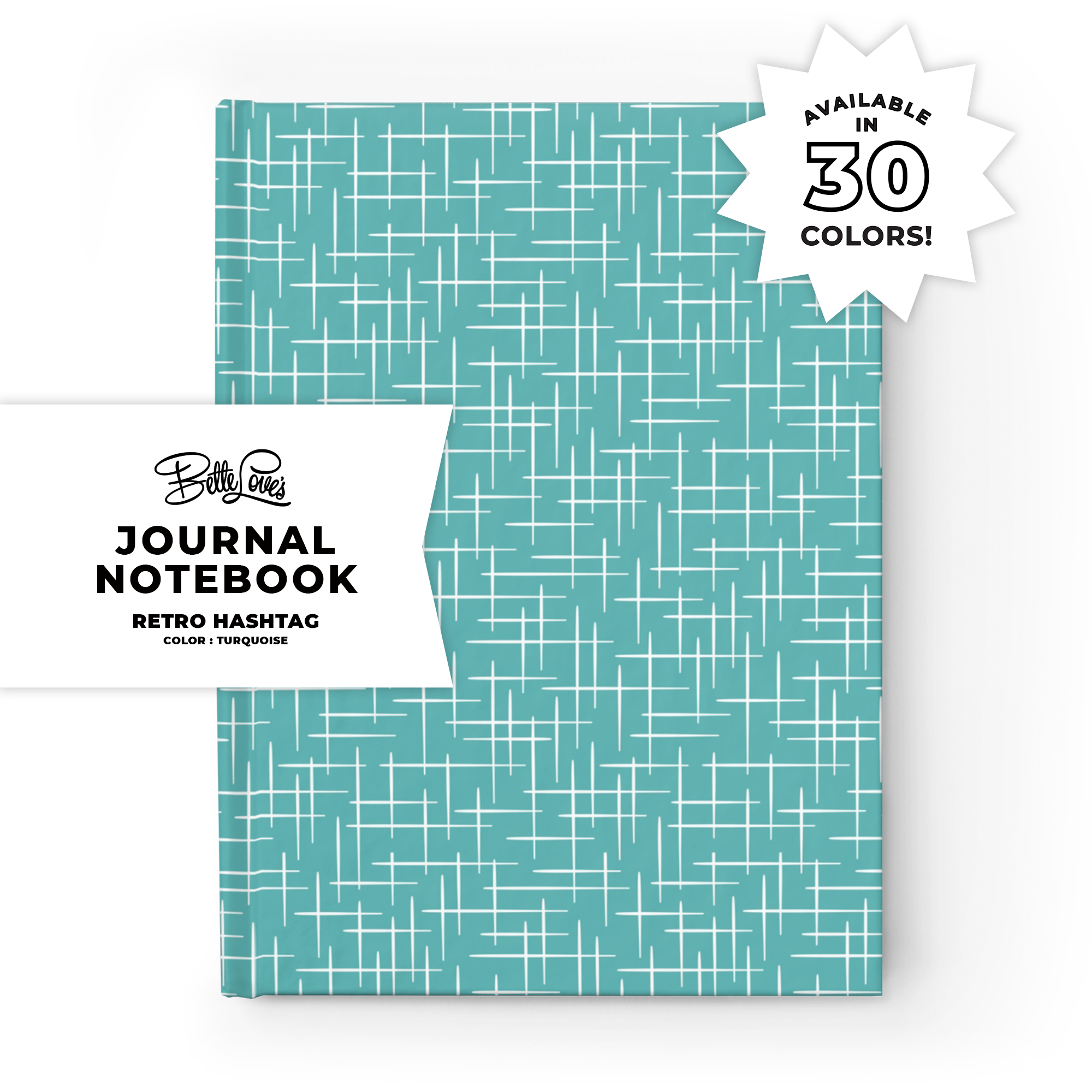 Retro Hashtag in Journal in Turquoise Retro Hashtag in Journal in Turquoise
