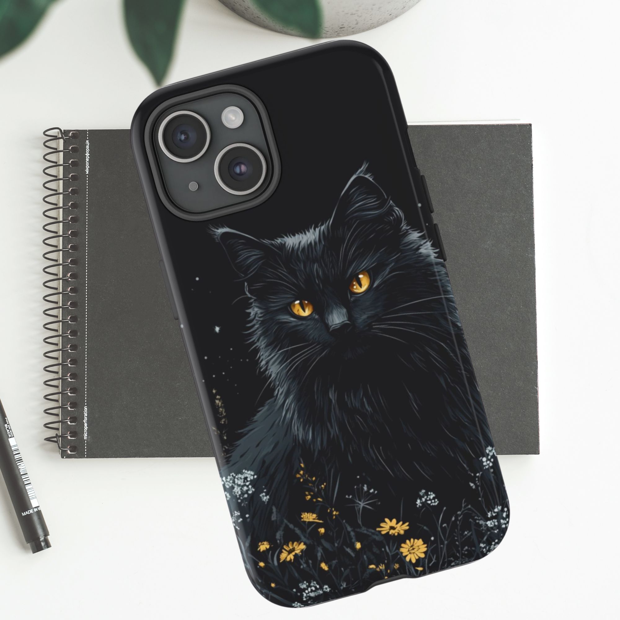 Black Cat Flowers Phone Case product thumbnail image Black Cat Flowers Phone Case product thumbnail image