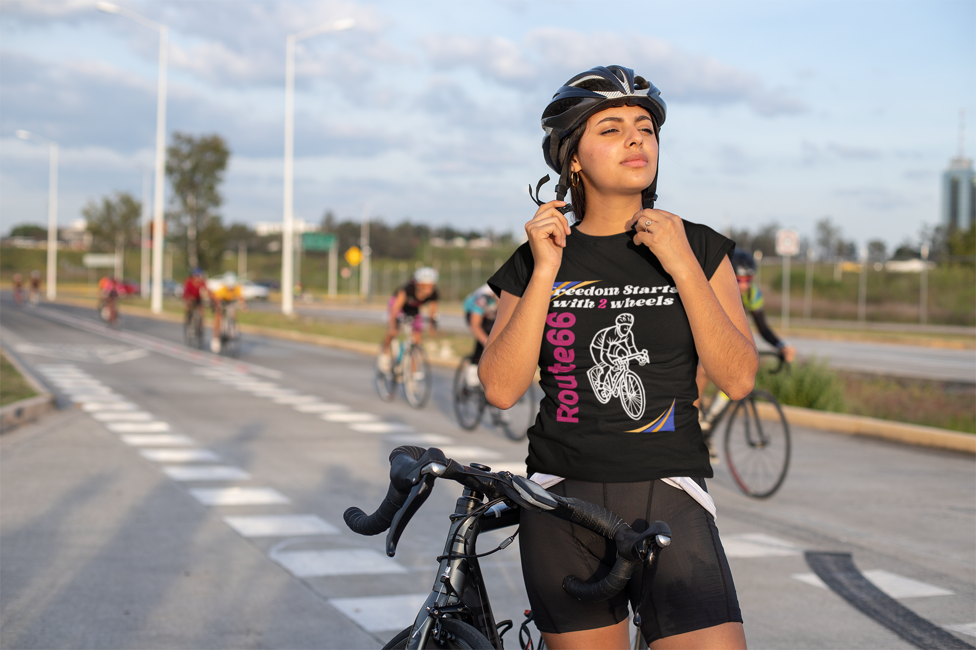 Bicycle Route 66 Tee, 2 wheels tee, love for 2 wheels, cycling tee,  product thumbnail image
