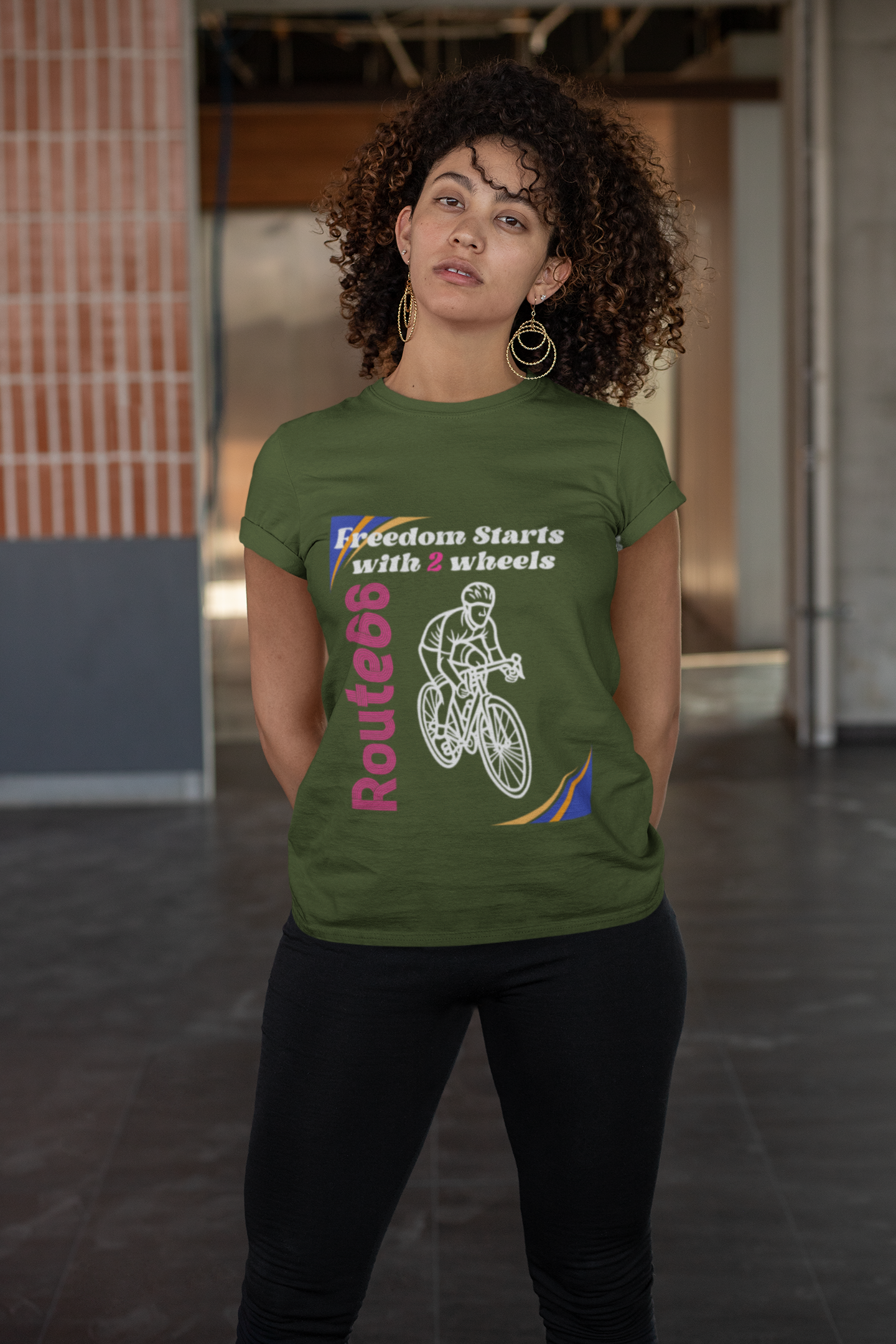 Bicycle Route 66 Tee, 2 wheels tee, love for 2 wheels, cycling tee,  product thumbnail image