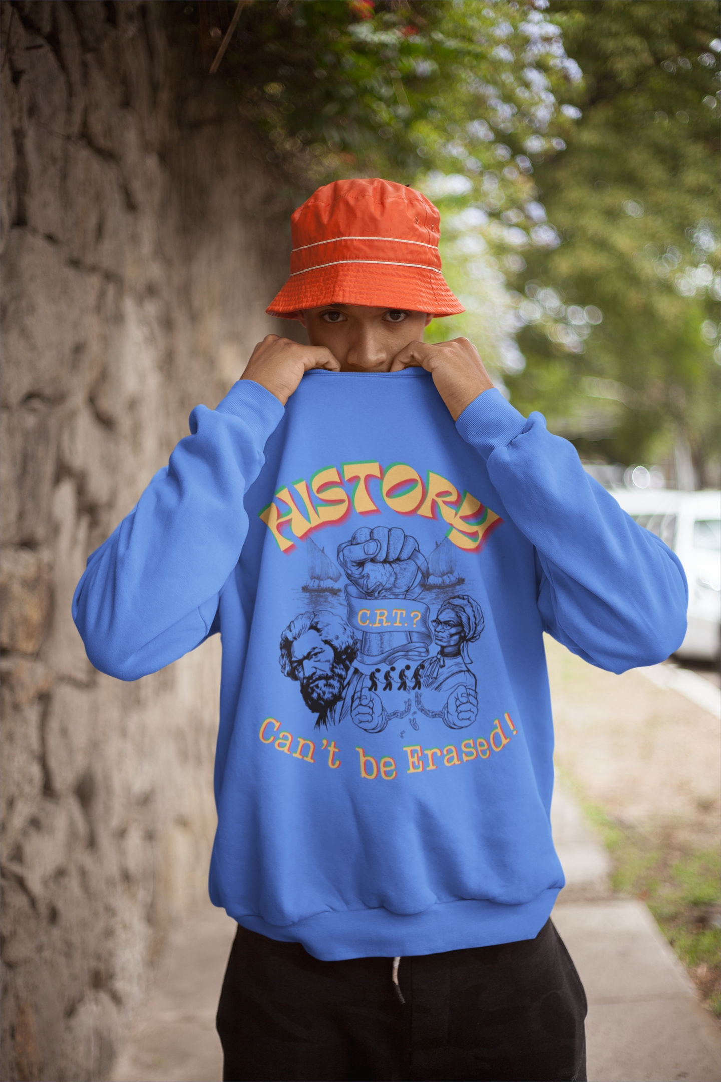 "History Can't Be Erased" Unisex Midweight Soft Style Fleece Crewneck Sweatshirt product thumbnail image
