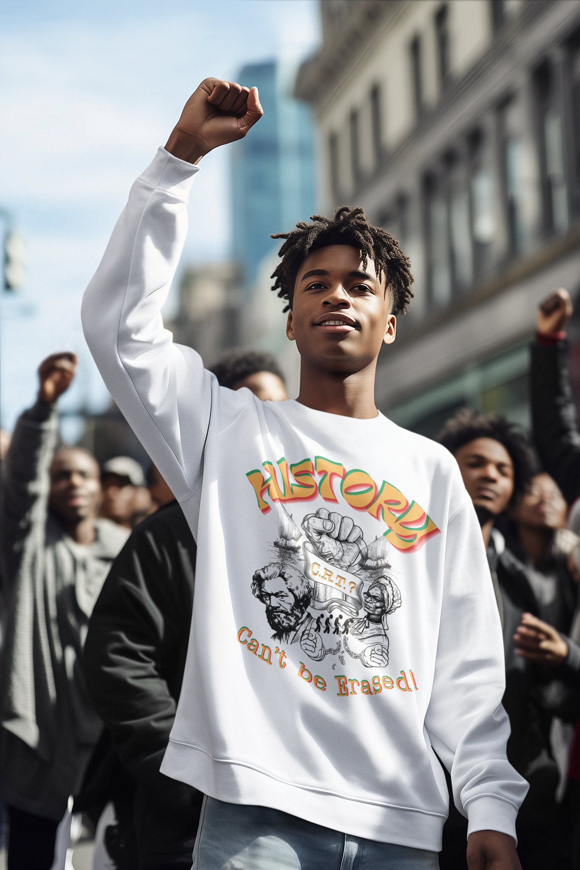"History Can't Be Erased" Unisex Midweight Soft Style Fleece Crewneck Sweatshirt product thumbnail image