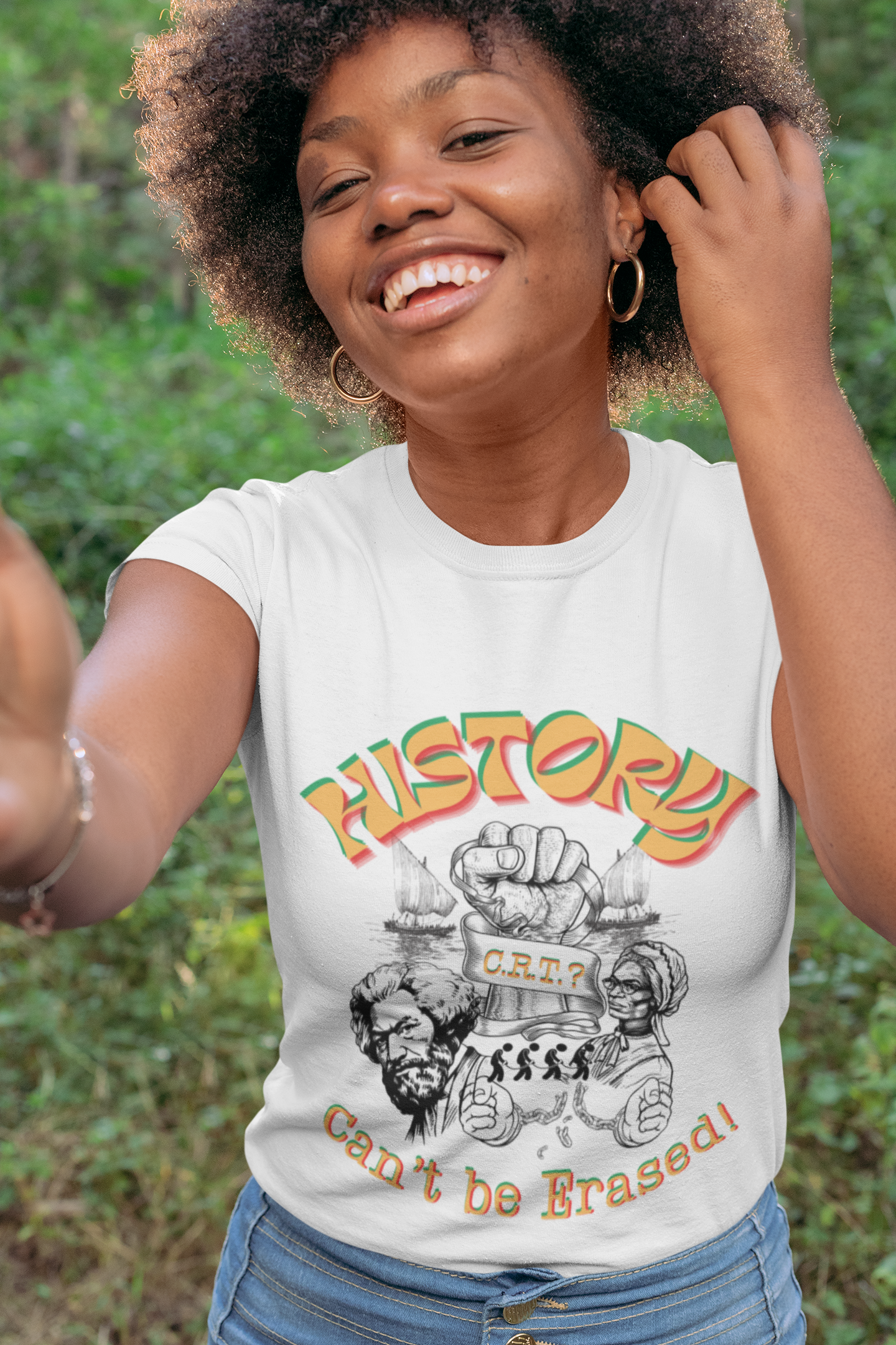 "History Can't Be Erased" Unisex Jersey Short Sleeve V-Neck Tee product thumbnail image