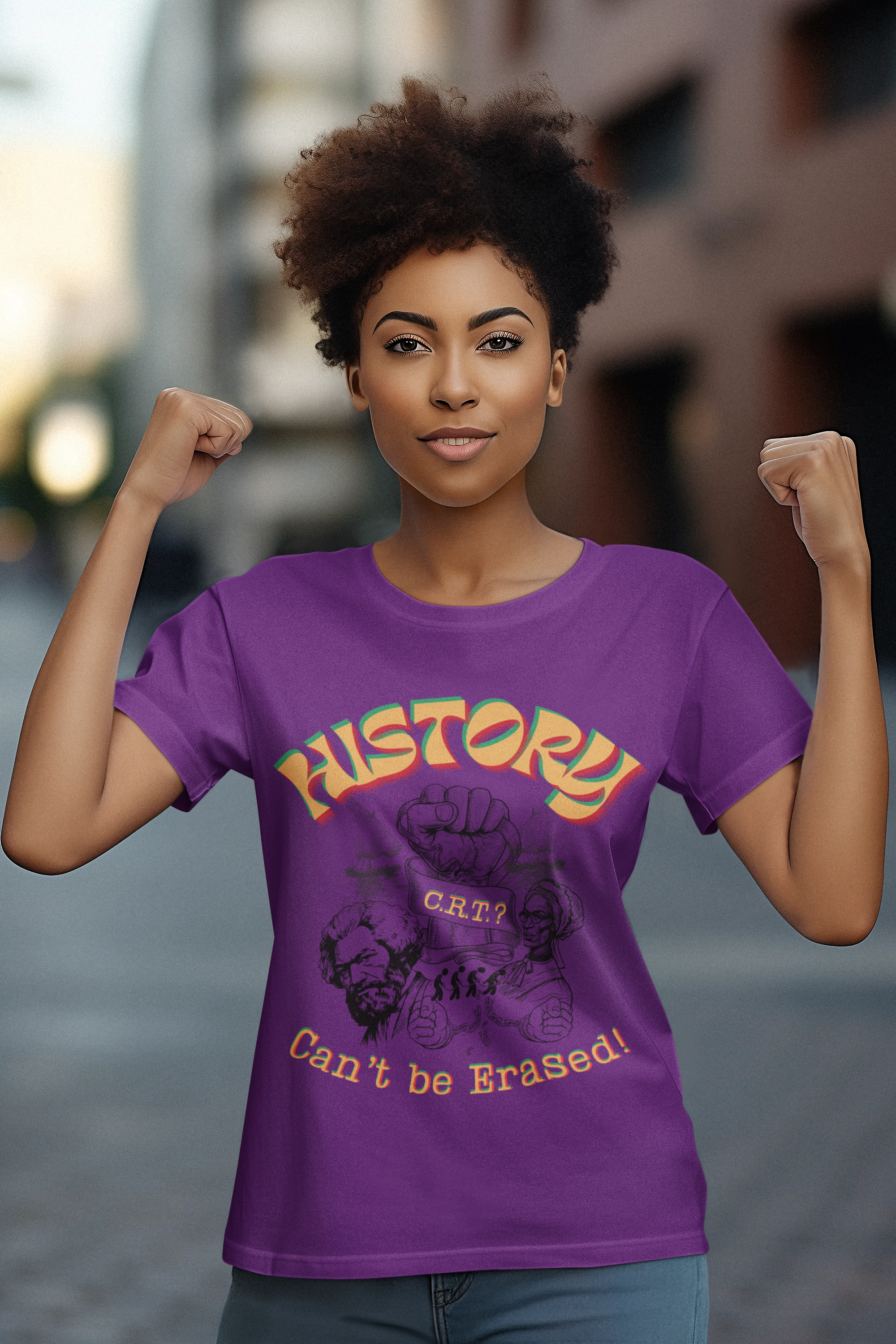 "History Can't Be Erased" Unisex Jersey Short Sleeve V-Neck Tee product thumbnail image