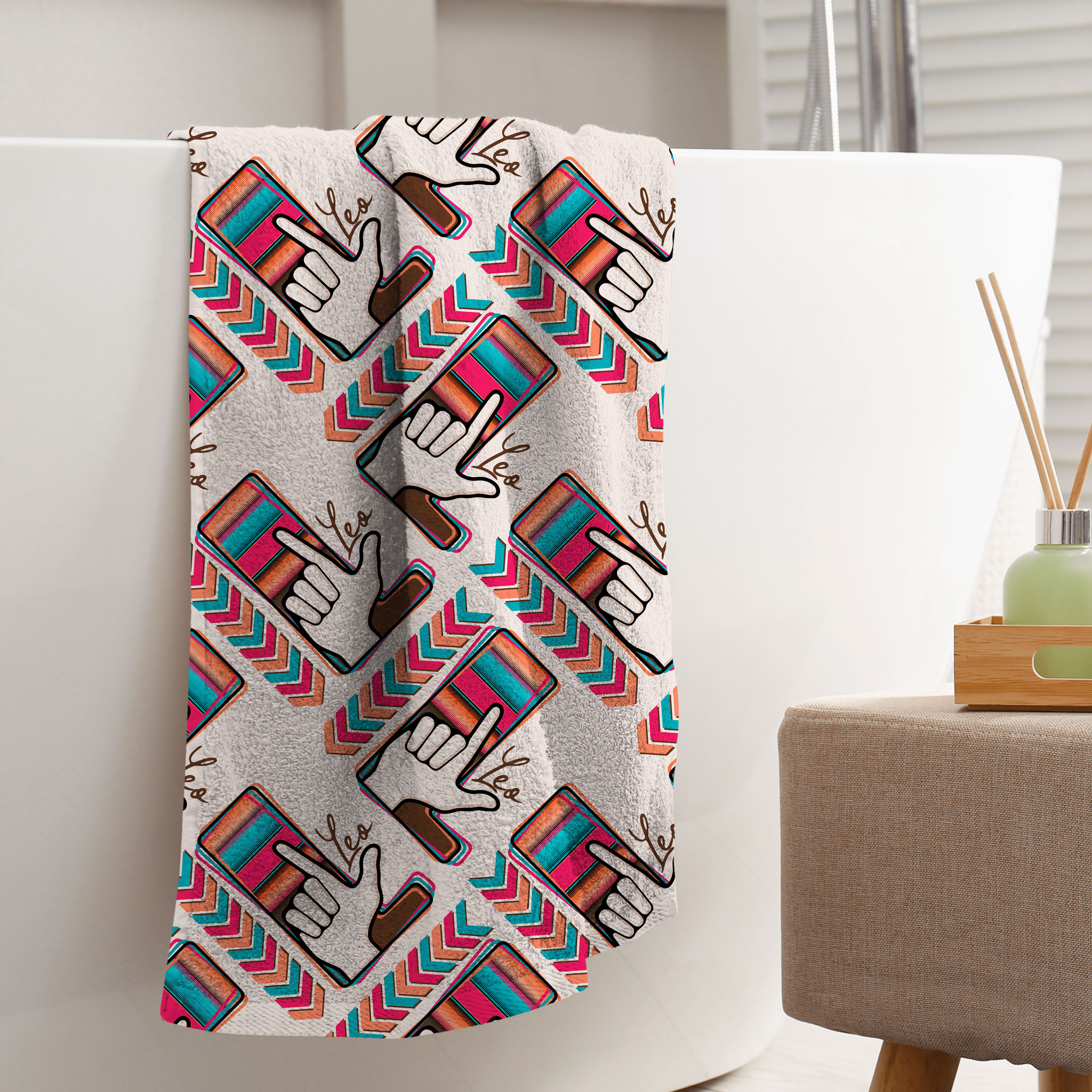 Native American Stripes ABC Letter "L" American Sign Language ASL Beach Towel product thumbnail image Native American Stripes ABC Letter "L" American Sign Language ASL Beach Towel product thumbnail image