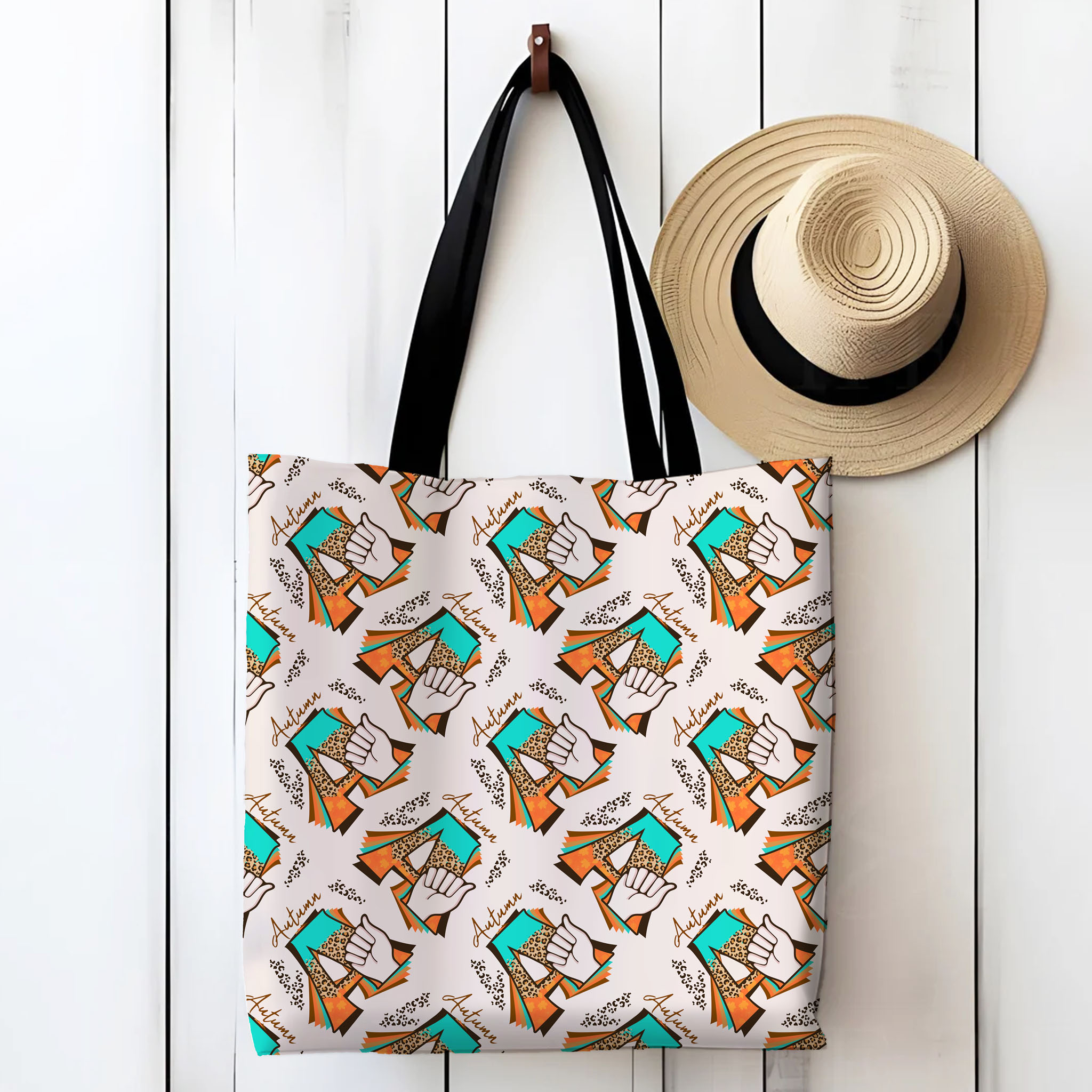 Rustic Leopard ABC Letter "A" American Sign Language ASL Tote Bag (AOP) product thumbnail image