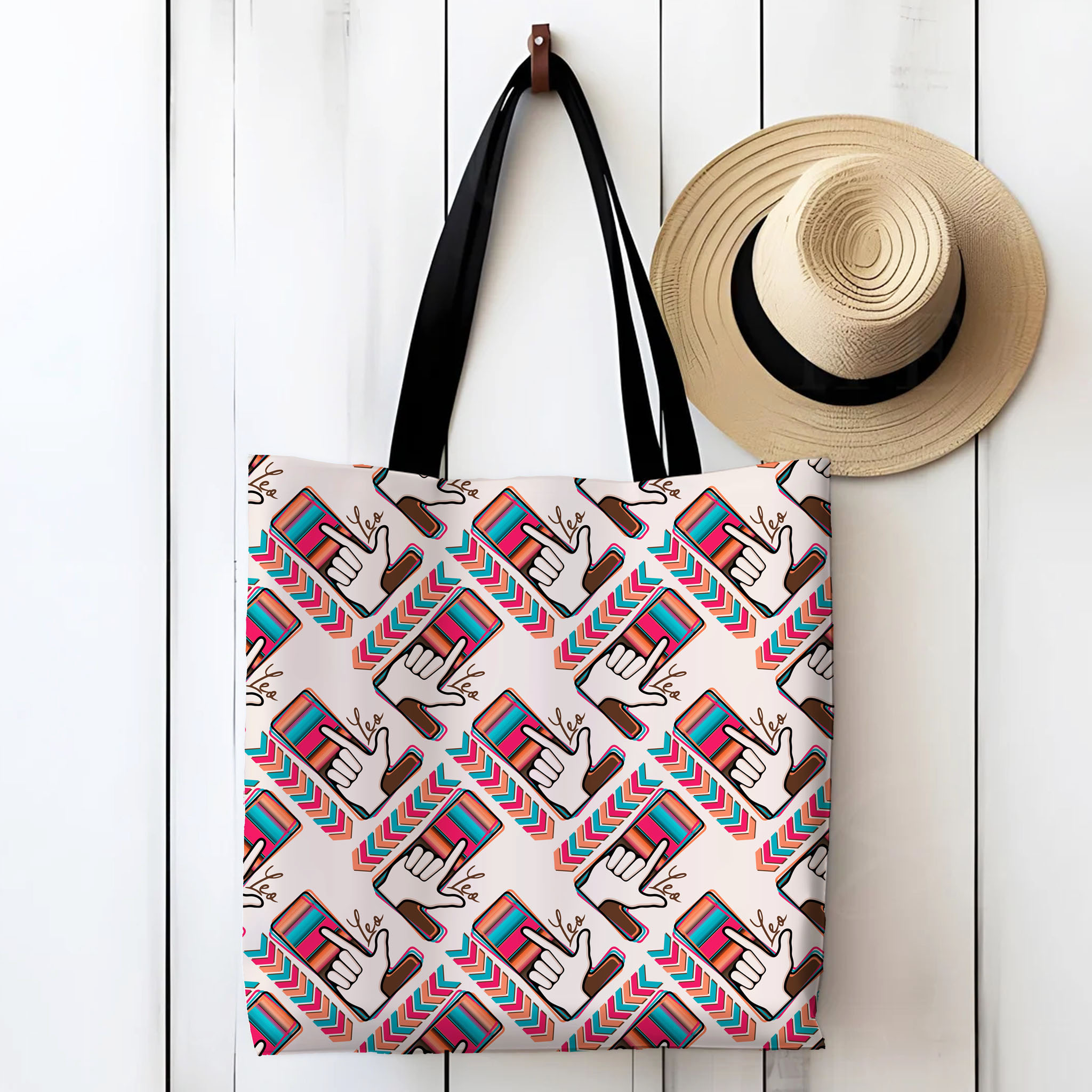 Native American Stripes ABC Letter "L" American Sign Language ASL Tote Bag (AOP) product thumbnail image Native American Stripes ABC Letter "L" American Sign Language ASL Tote Bag (AOP) product thumbnail image