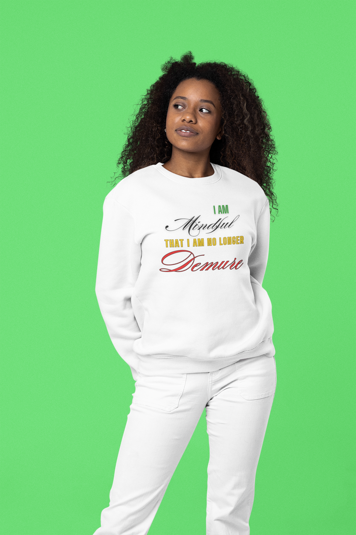 "Mindful But Not Demure" Unisex Heavy Blend™ Crewneck Sweatshirt product thumbnail image