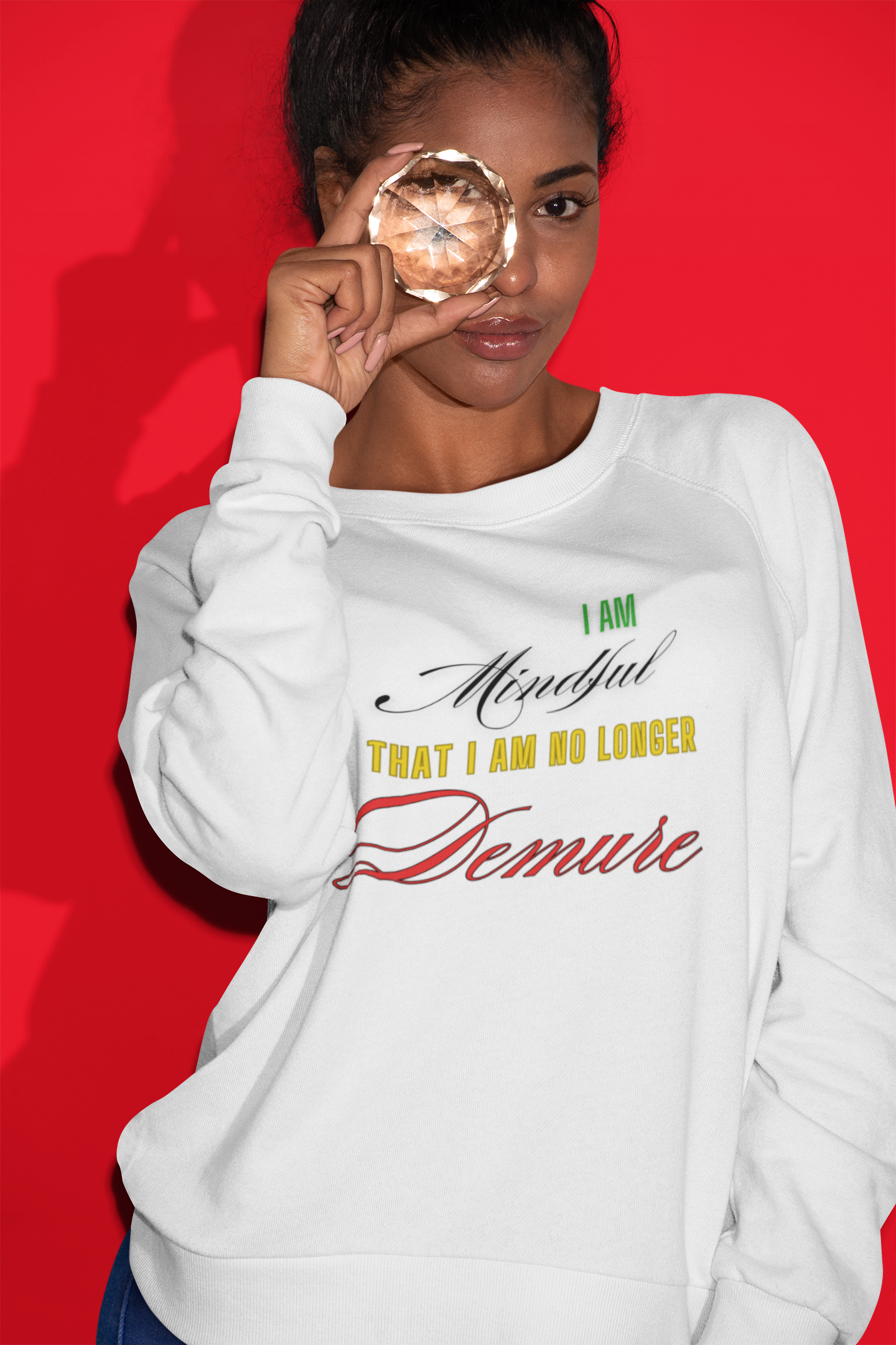 "Mindful But Not Demure" Unisex Heavy Blend™ Crewneck Sweatshirt product thumbnail image