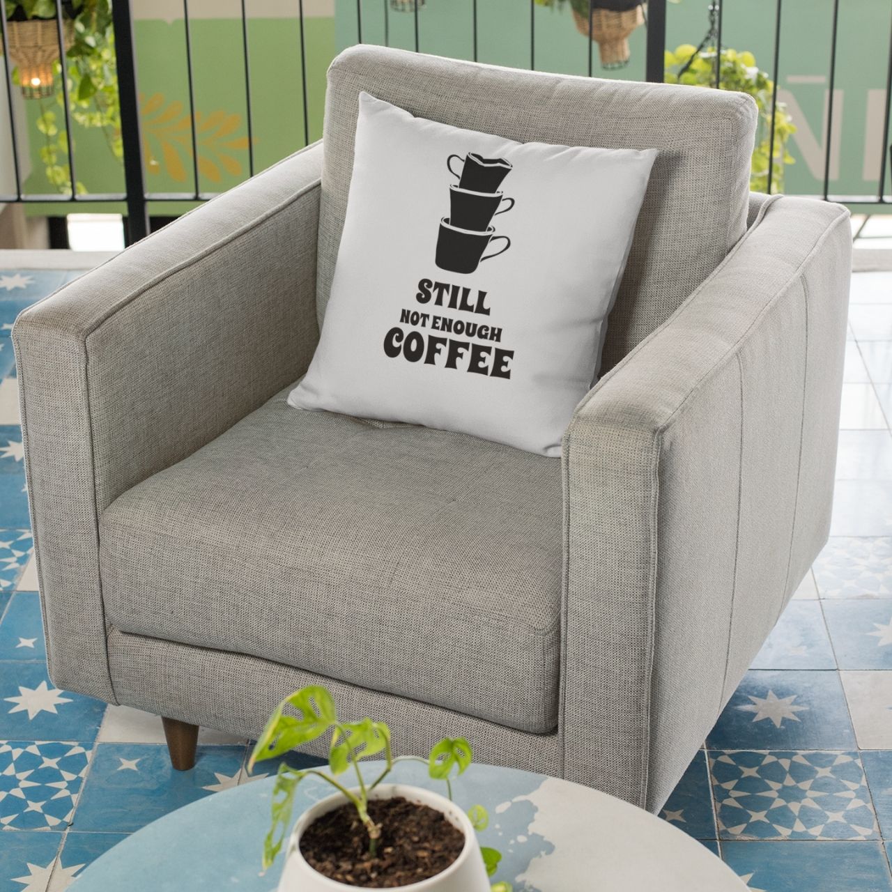 Spun Polyester Square Pillow not enough coffee Spun Polyester Square Pillow not enough coffee