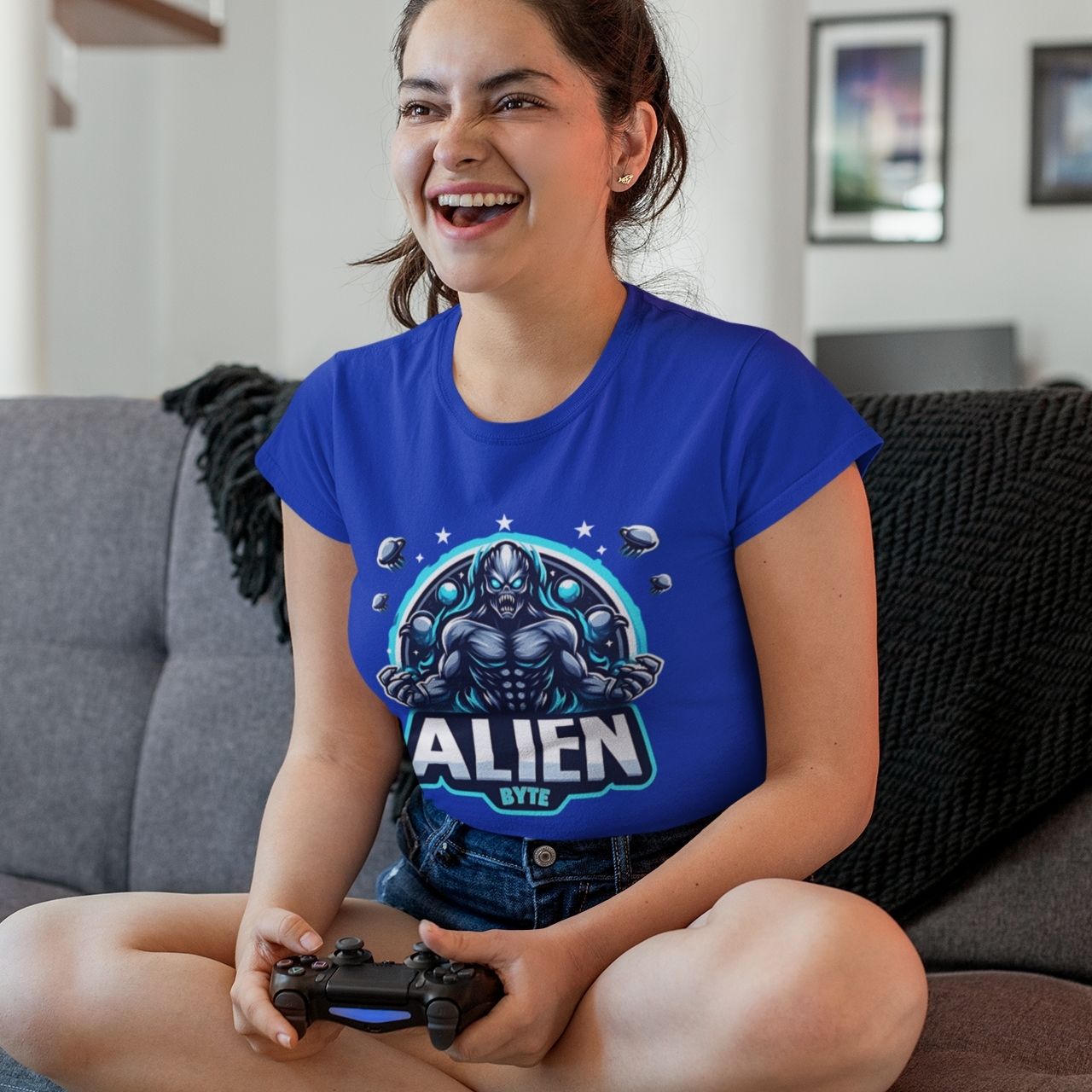 Unisex Softstyle T-Shirt "Alien Byte" gaming logo, Casual T-shirt for men and women Unisex Softstyle T-Shirt "Alien Byte" gaming logo, Casual T-shirt for men and women