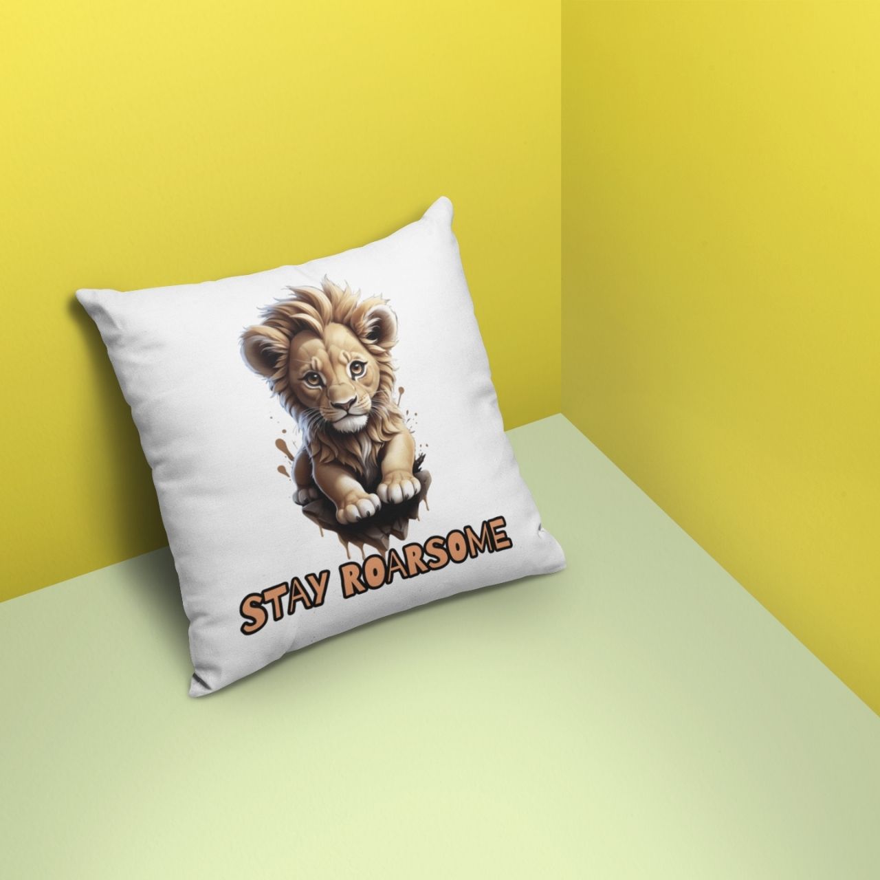 Spun Polyester Square Pillow stay roarsome Spun Polyester Square Pillow stay roarsome