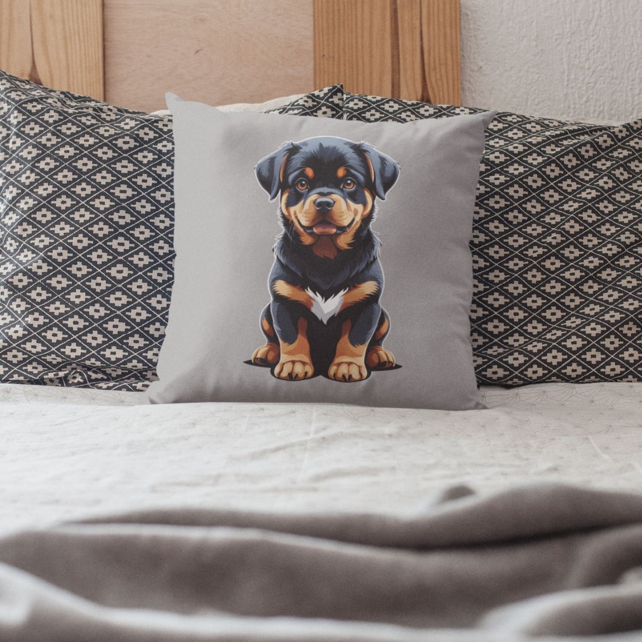 Spun Polyester Square Pillow puppy rottweiler product thumbnail image Spun Polyester Square Pillow puppy rottweiler product thumbnail image