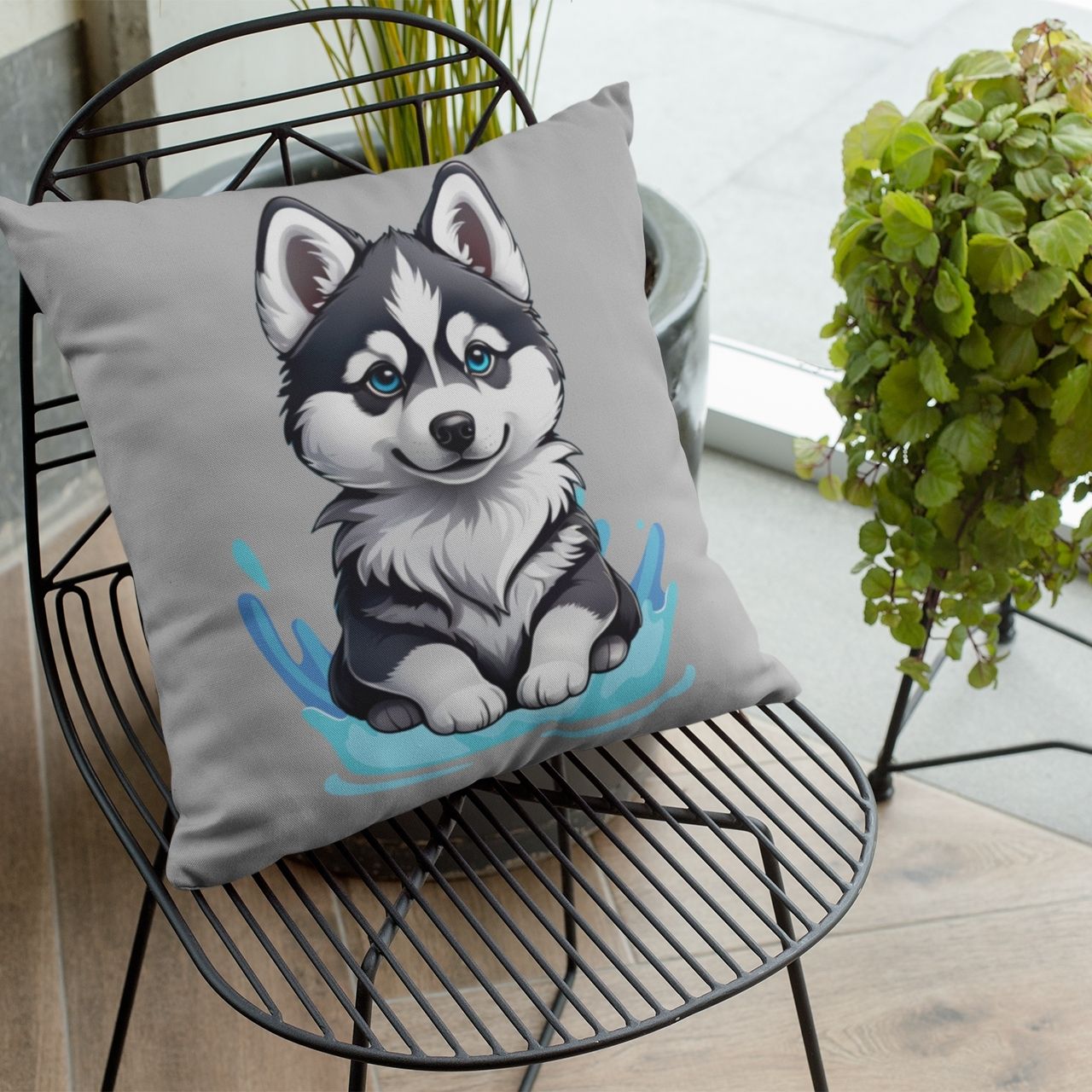 Spun Polyester Square Pillow puppy husky Spun Polyester Square Pillow puppy husky