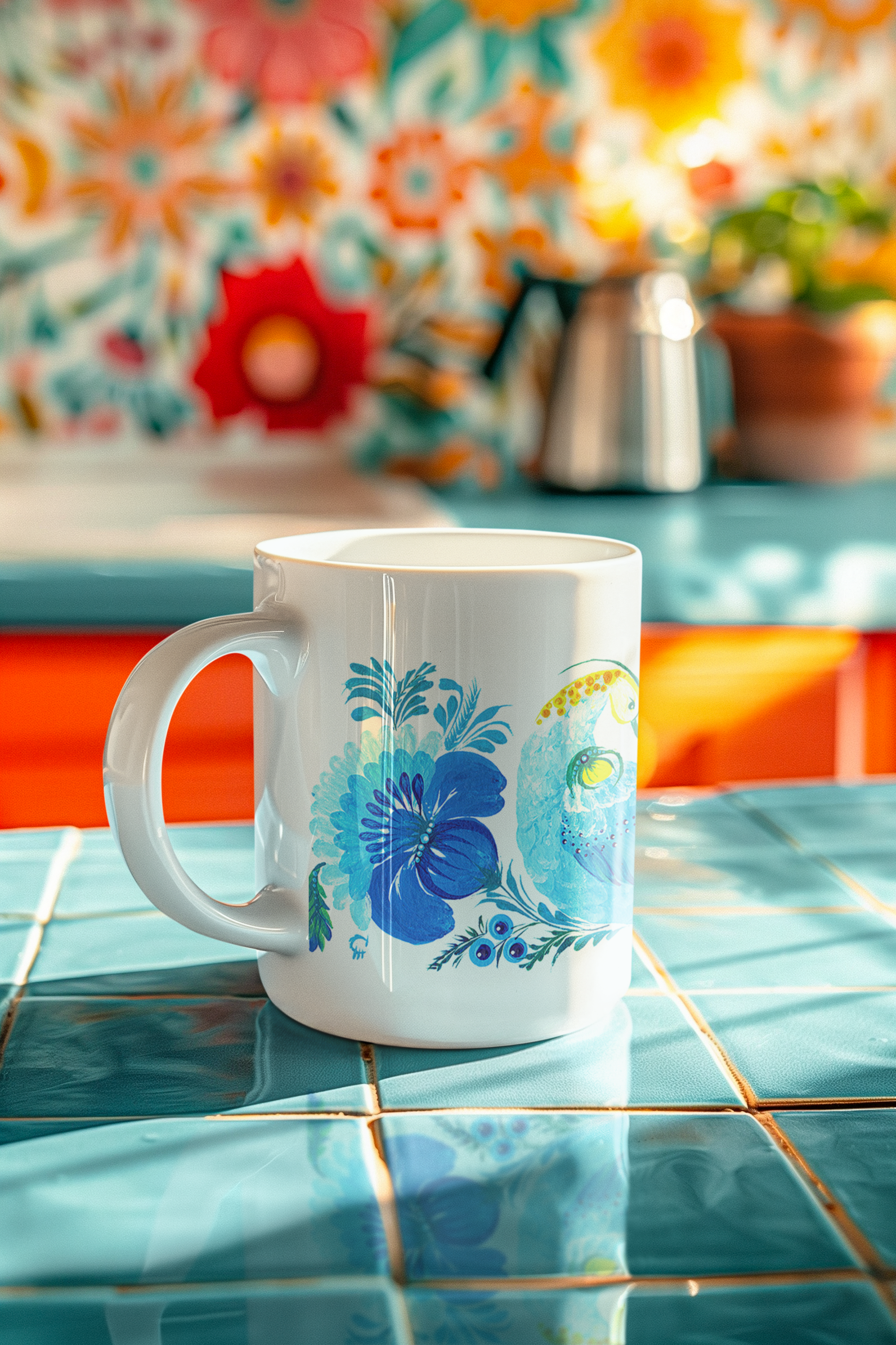 Enchanted Sea Bird Petrykivka Artwork White Ceramic Mug 11oz, Gift for Christmas and Art Lovers product thumbnail image Enchanted Sea Bird Petrykivka Artwork White Ceramic Mug 11oz, Gift for Christmas and Art Lovers product thumbnail image