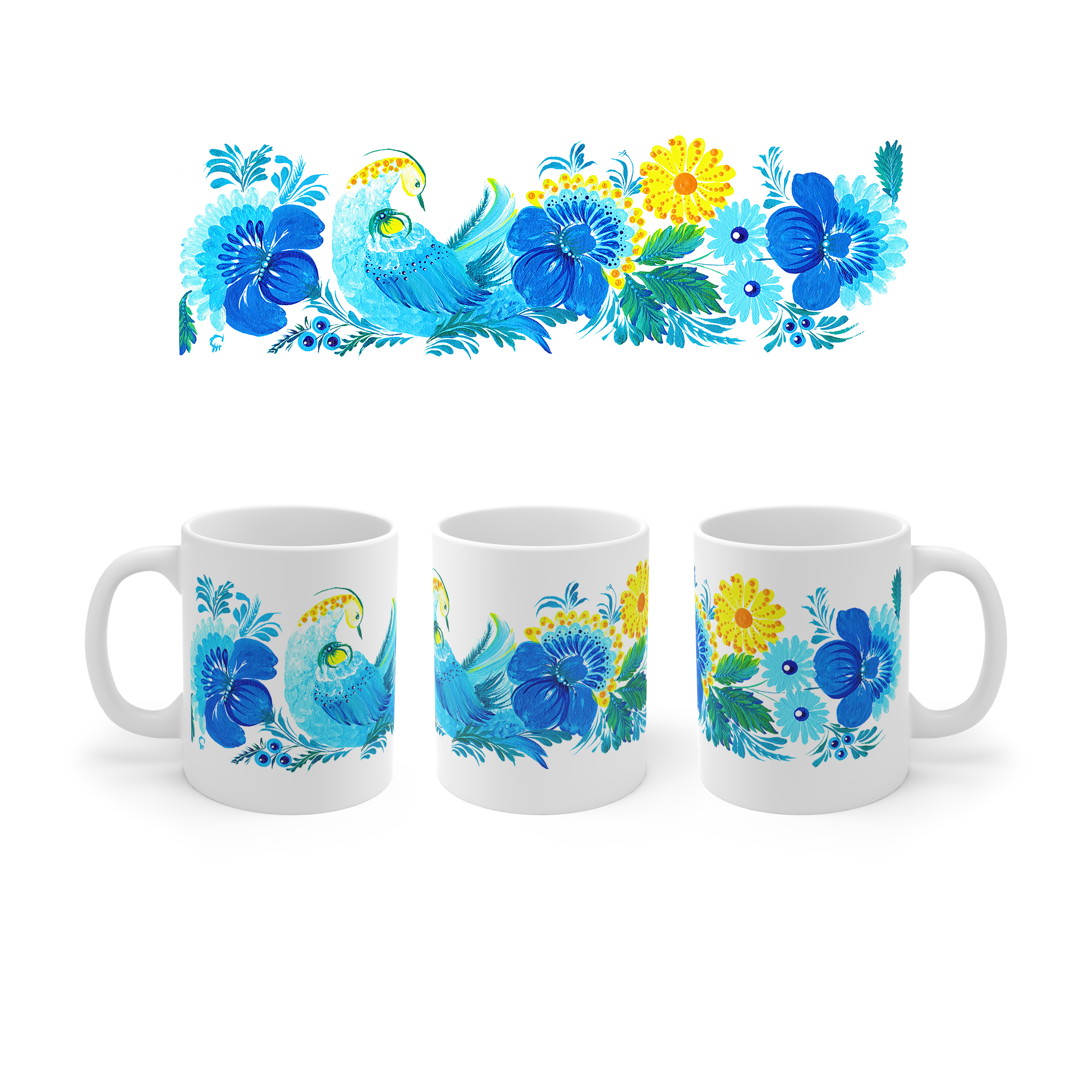 Enchanted Sea Bird Petrykivka Artwork White Ceramic Mug 11oz, Gift for Christmas and Art Lovers product thumbnail image Enchanted Sea Bird Petrykivka Artwork White Ceramic Mug 11oz, Gift for Christmas and Art Lovers product thumbnail image