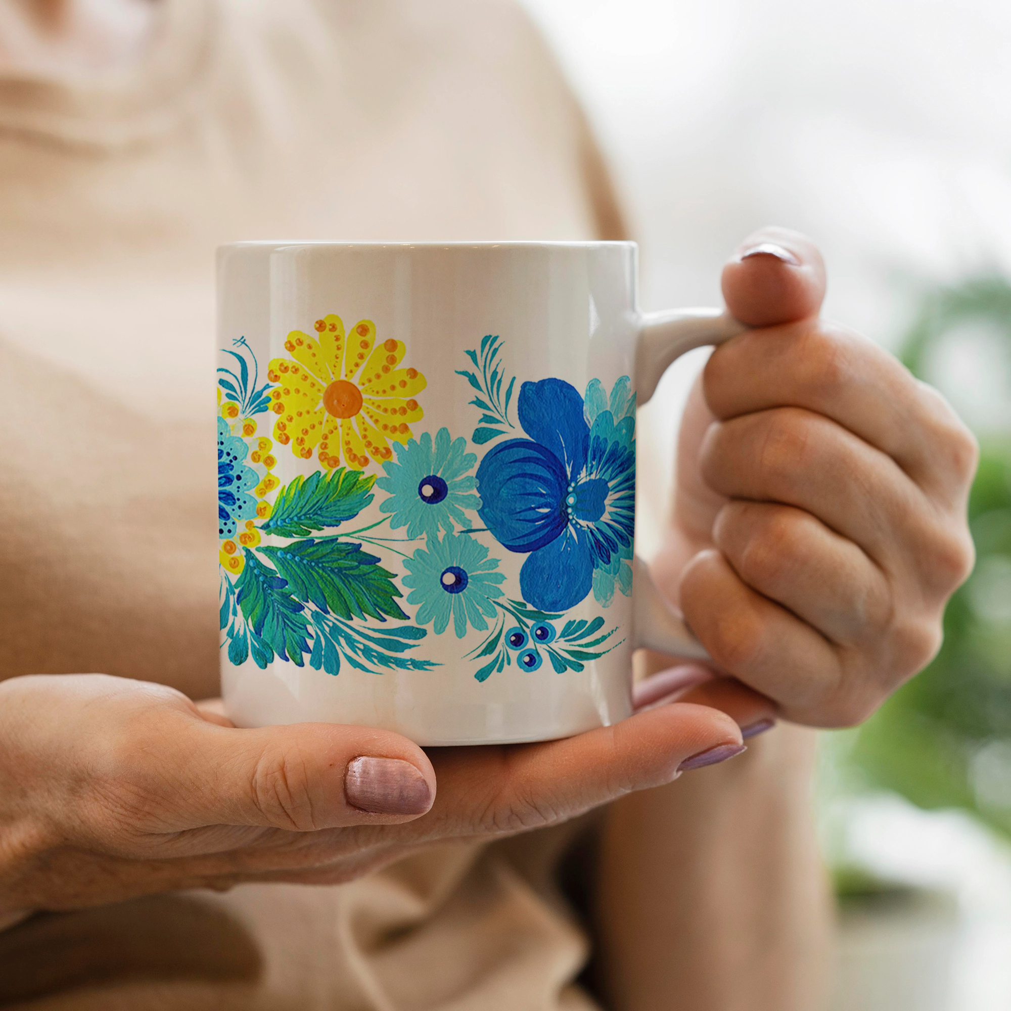 Enchanted Sea Bird Petrykivka Artwork White Ceramic Mug 11oz, Gift for Christmas and Art Lovers product thumbnail image Enchanted Sea Bird Petrykivka Artwork White Ceramic Mug 11oz, Gift for Christmas and Art Lovers product thumbnail image