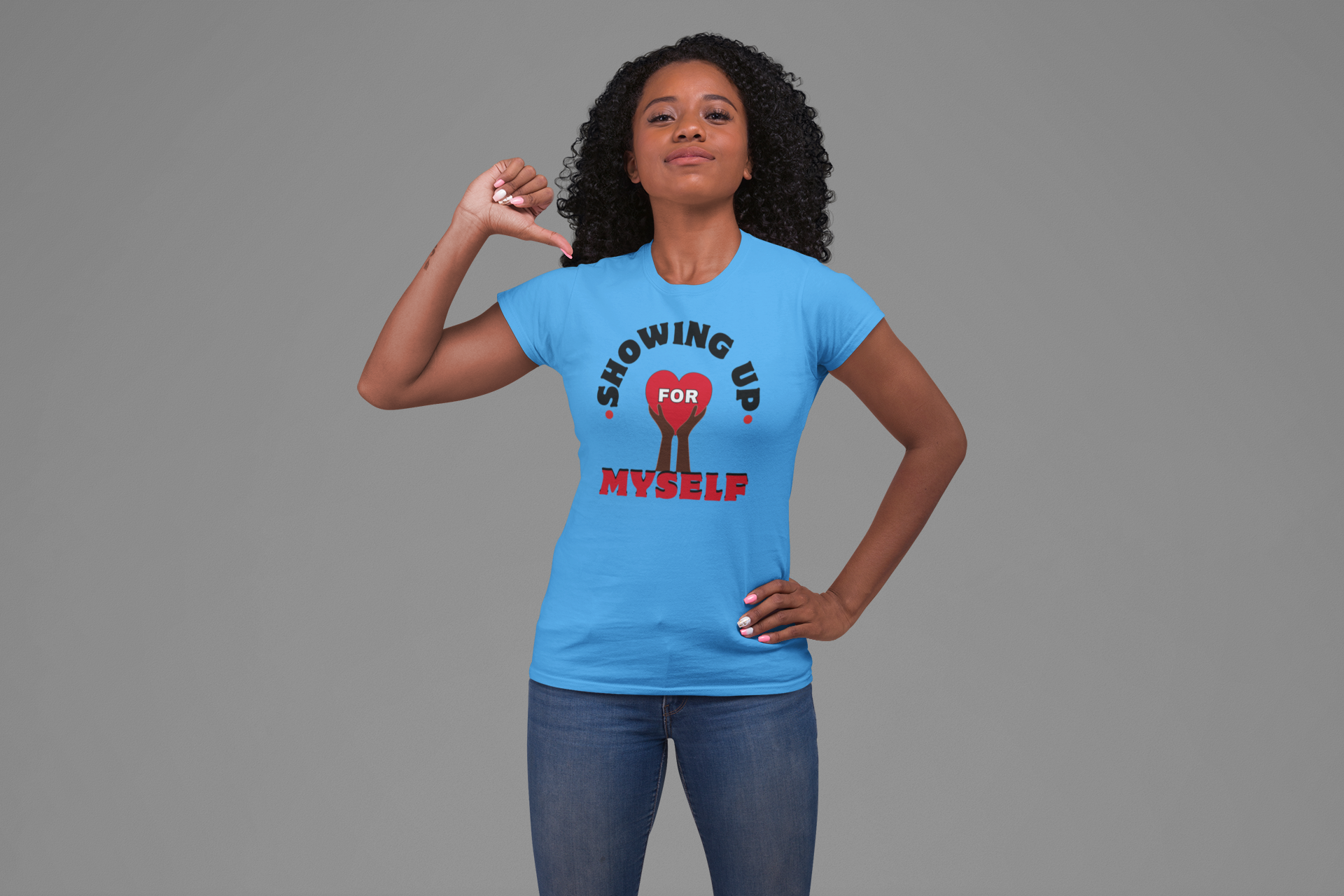 "Showing Up for Myself" Women's Midweight Cotton Tee product thumbnail image