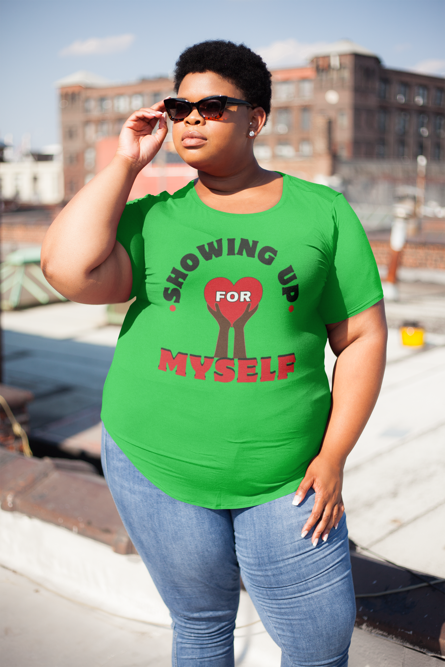 "Showing Up for Myself" Women's Midweight Cotton Tee product thumbnail image