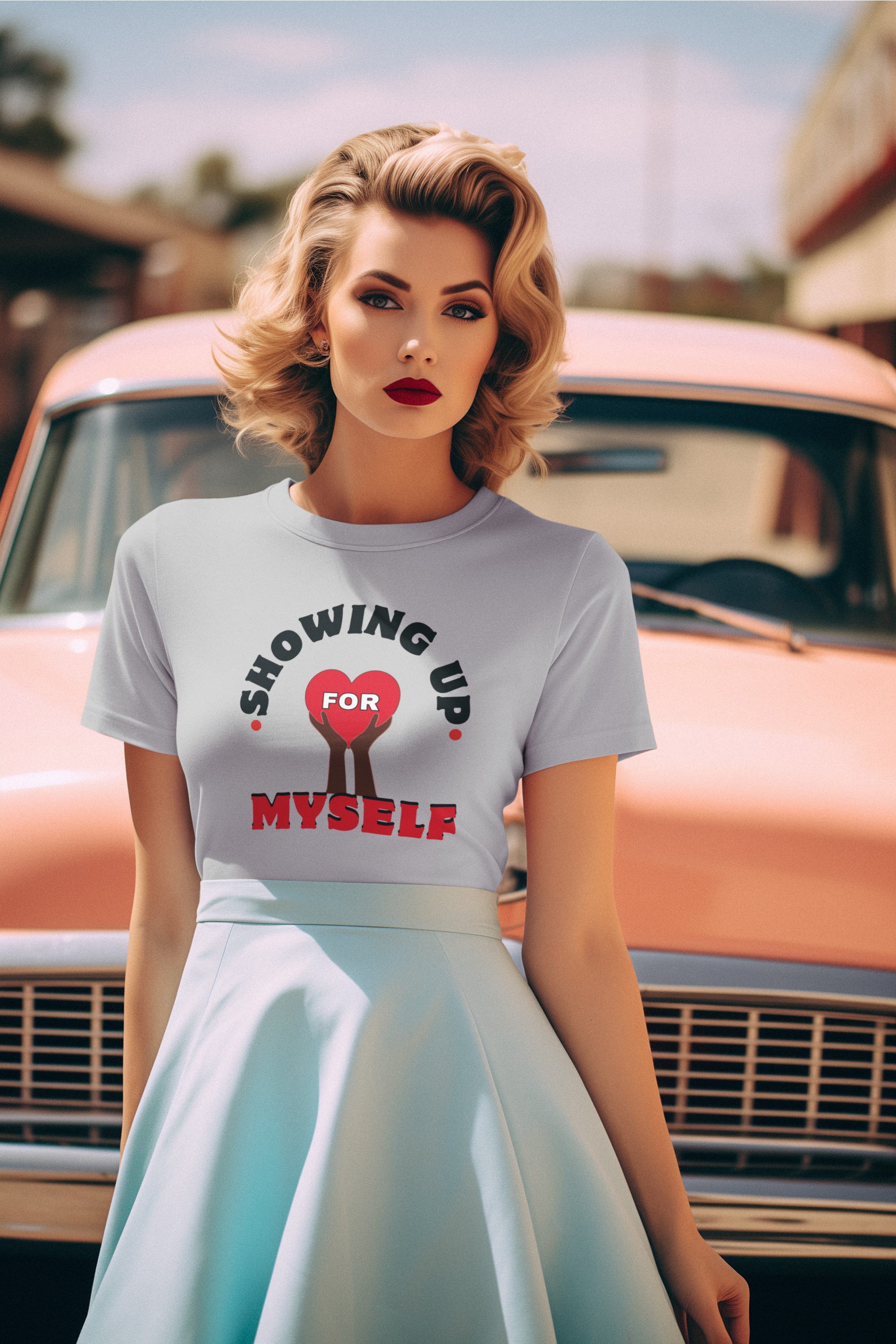 "Showing Up for Myself" Women's Midweight Cotton Tee product thumbnail image