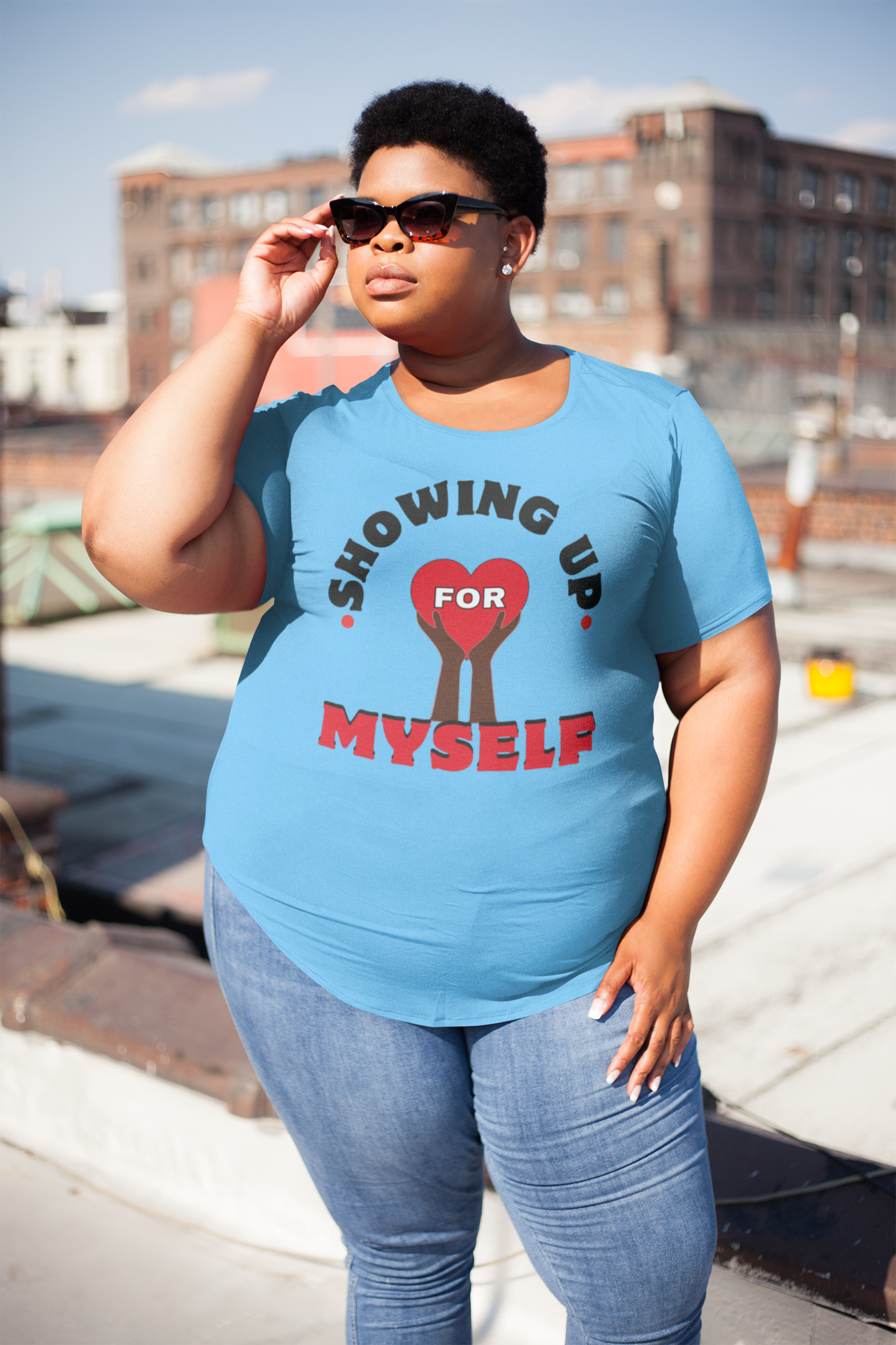 "Showing Up for Myself" Women's Midweight Cotton Tee product thumbnail image