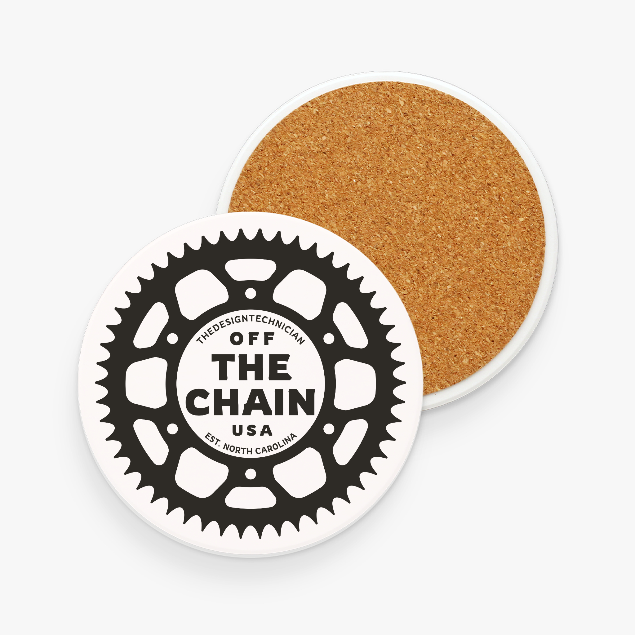 Off the Chain Ceramic Coaster – Non-Slip Cork Backing, Perfect for Hot or Cold Drinks, Mechanics, Man Cave, Garage, or Workshop Style! product thumbnail image