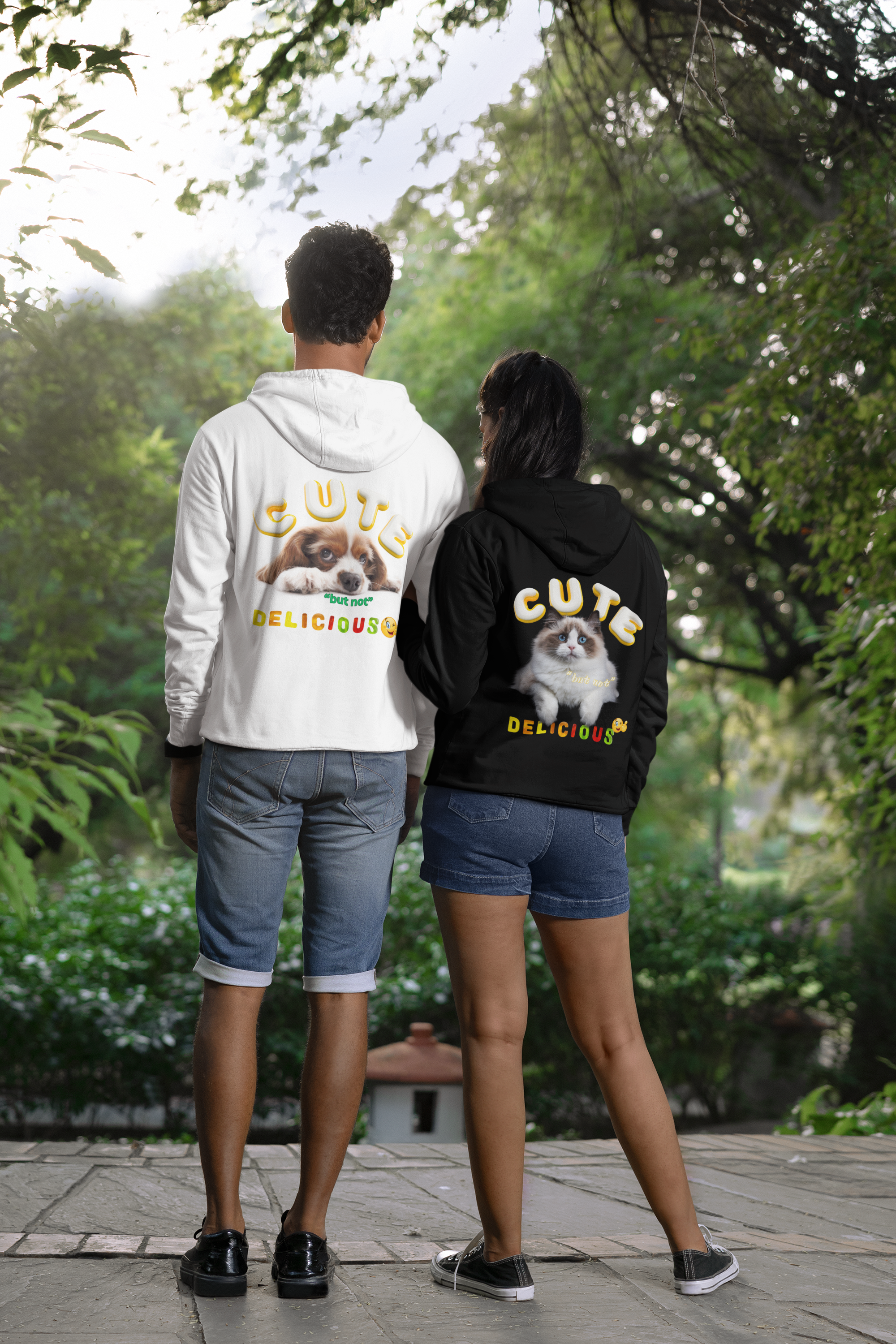 "Cute but Not Delicious" Three-Panel Fleece Hoodie – Adorable Style with a Message product thumbnail image