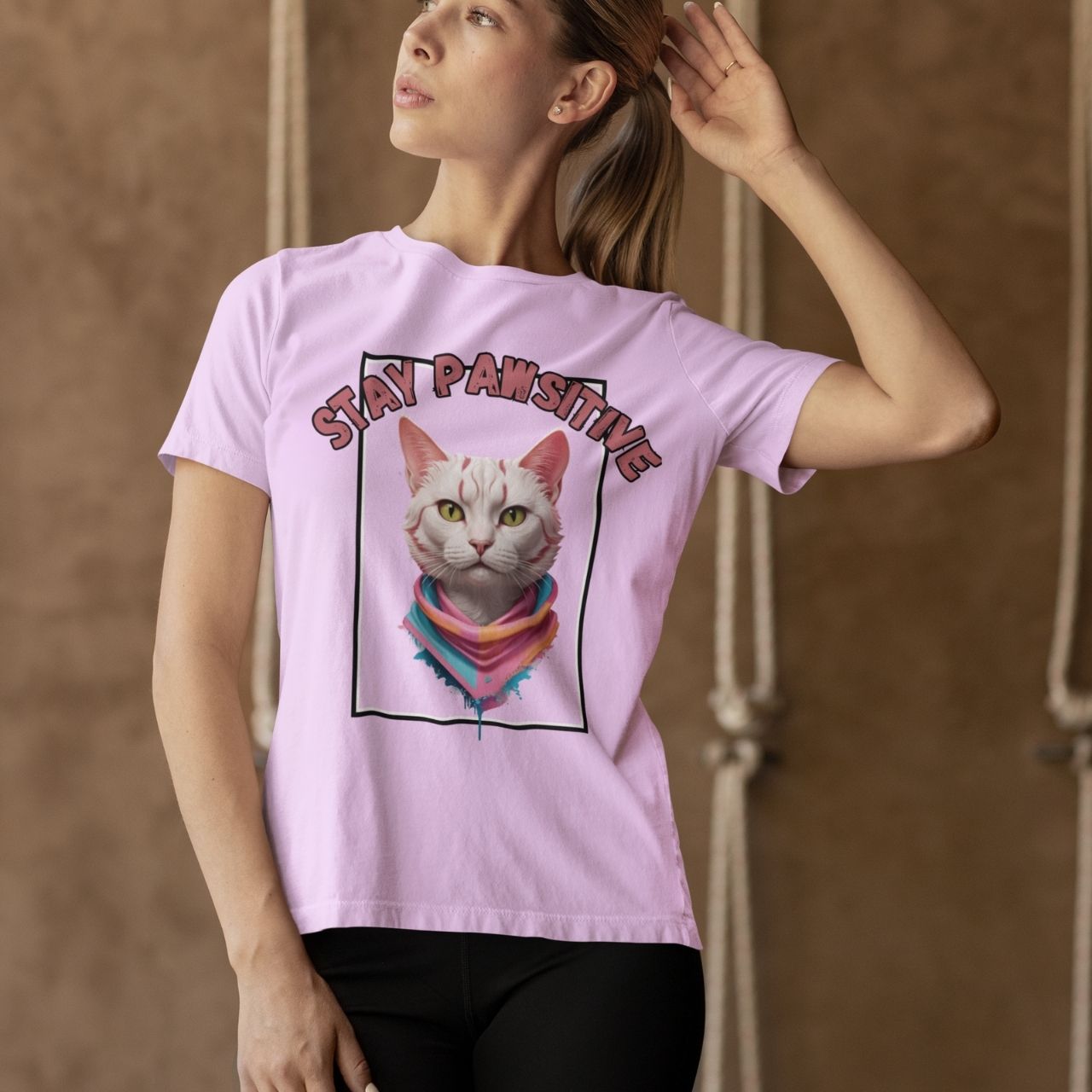 T-Shirt for Men and Women "Stay Pawsitive" – Casual Summer Tee for Daily Wear product thumbnail image