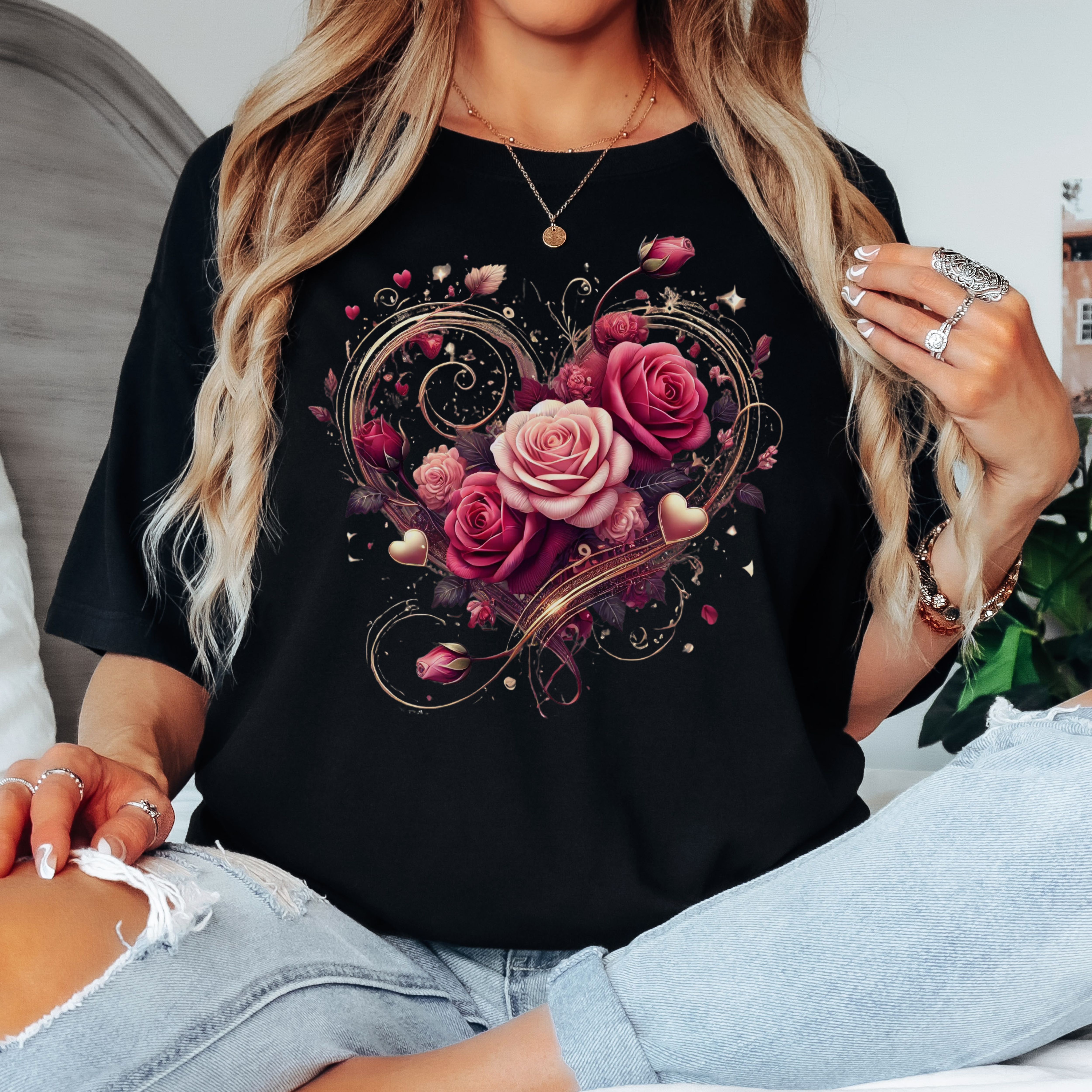 Floral Valentine Heart T-shirt product thumbnail image Floral Valentine Heart T-shirt product thumbnail image