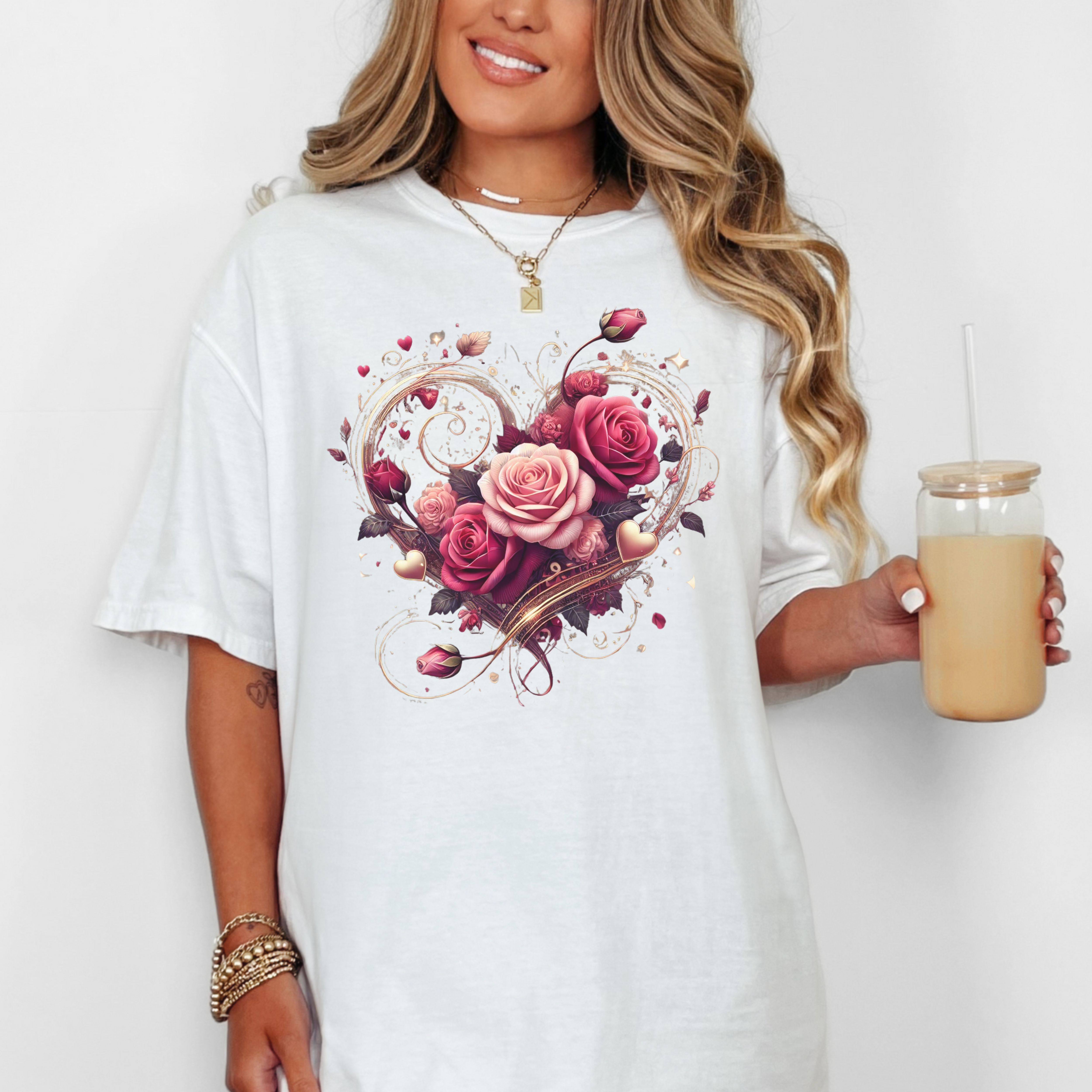Floral Valentine Heart T-shirt product thumbnail image Floral Valentine Heart T-shirt product thumbnail image