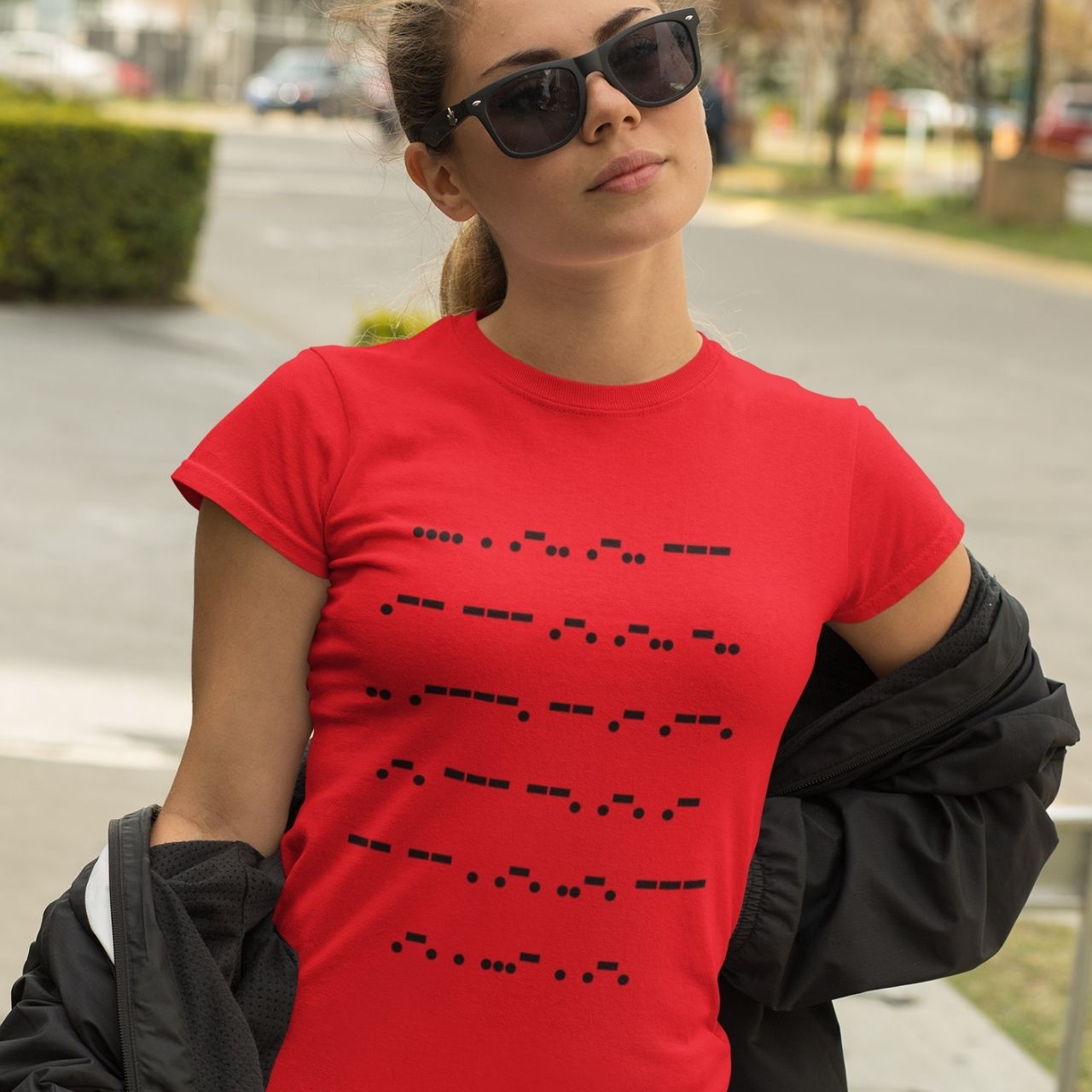 T-Shirt for men and women 'Morse Code', summer clothes casual regular fit, top clothes for daily wear. short sleeve tee. product thumbnail image