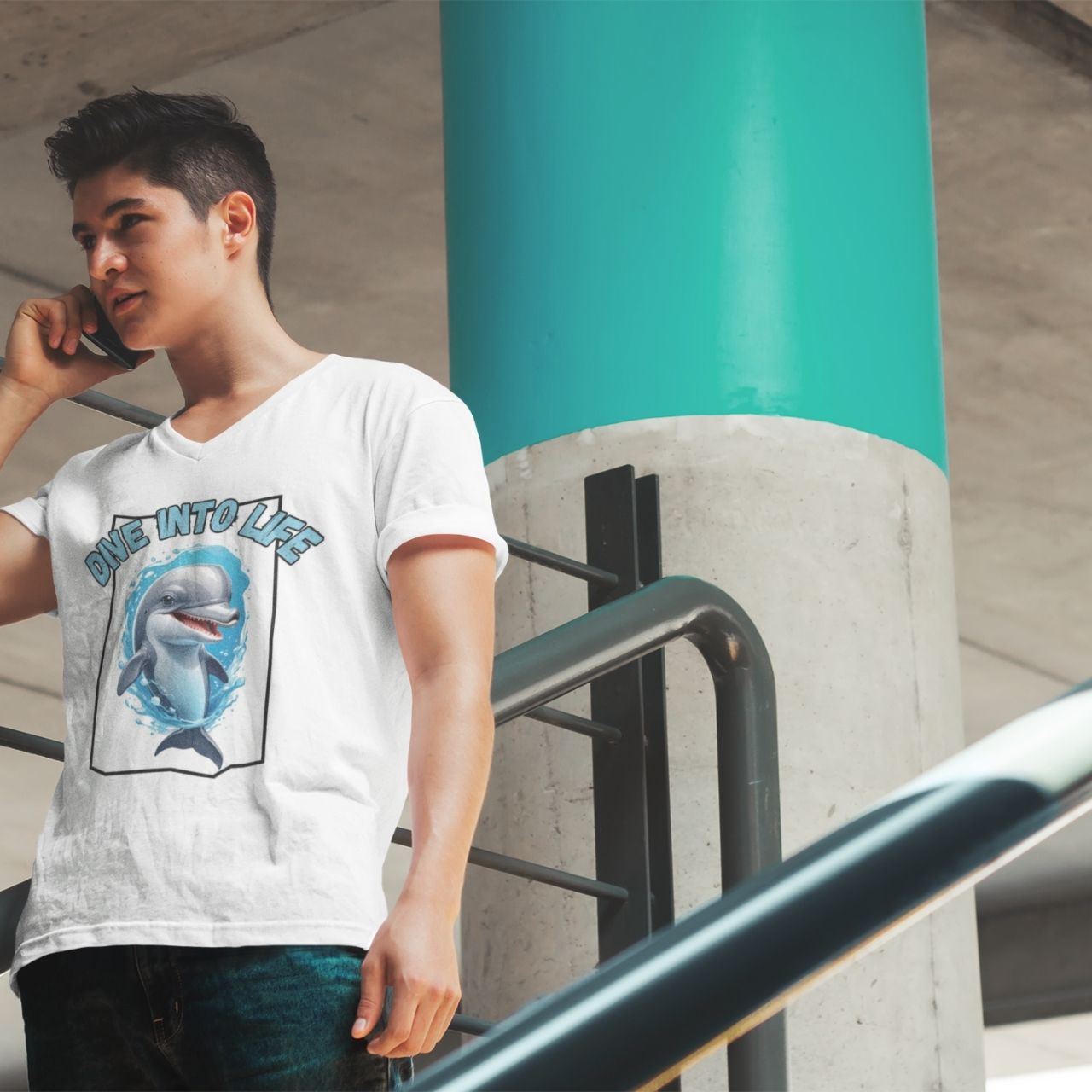 T-Shirt for men and women 'Dive into Life', summer clothes casual regular fit, top clothes for daily wear. short sleeve tee. product thumbnail image