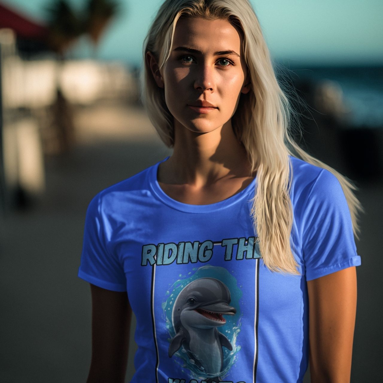 T-Shirt for men and women 'Riding the Waves', summer clothes casual regular fit, top clothes for daily wear. short sleeve tee. product thumbnail image
