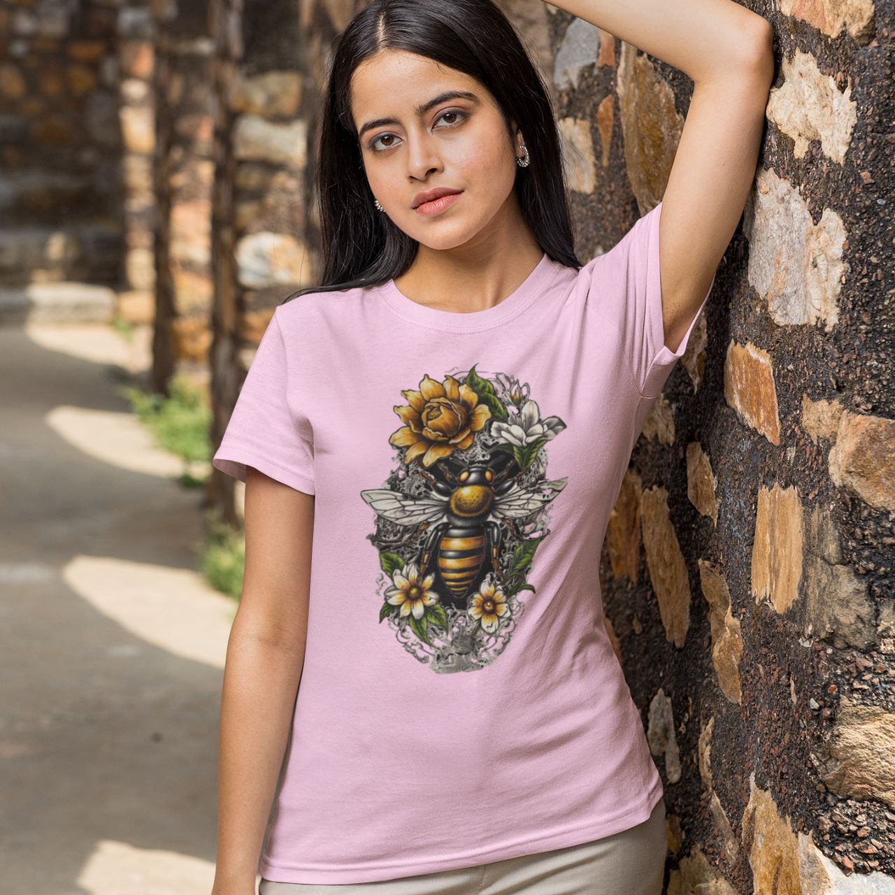 T-Shirt for men and women "Flower Bee 2.0 Shirt", summer clothes casual regular fit, top clothes for daily wear. short sleeve tee. product thumbnail image