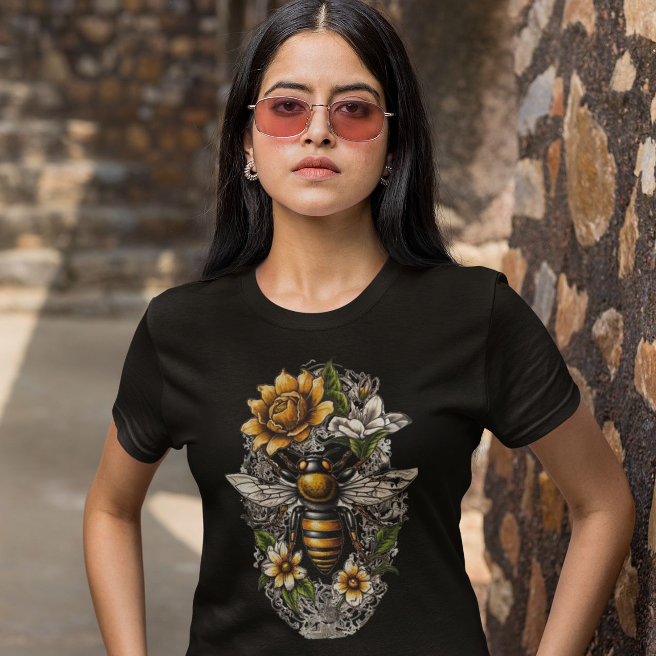 T-Shirt for men and women "Flower Bee 2.0 Shirt", summer clothes casual regular fit, top clothes for daily wear. short sleeve tee. product thumbnail image