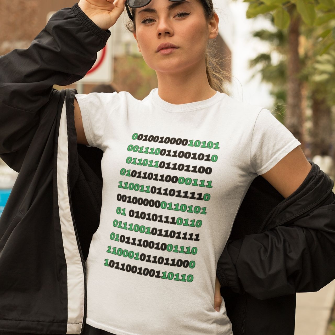 T-Shirt for men and women 'Binary code', summer clothes casual regular fit, top clothes for daily wear. short sleeve tee. product thumbnail image