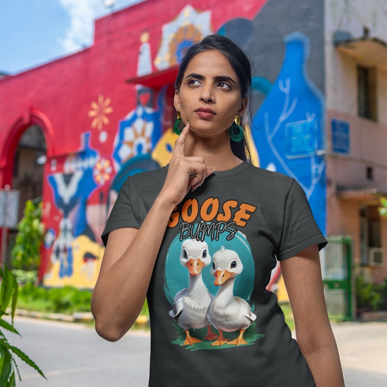 T-Shirt for men and women 'Goose Bumps', summer clothes casual regular fit, top clothes for daily wear. short sleeve tee. product thumbnail image