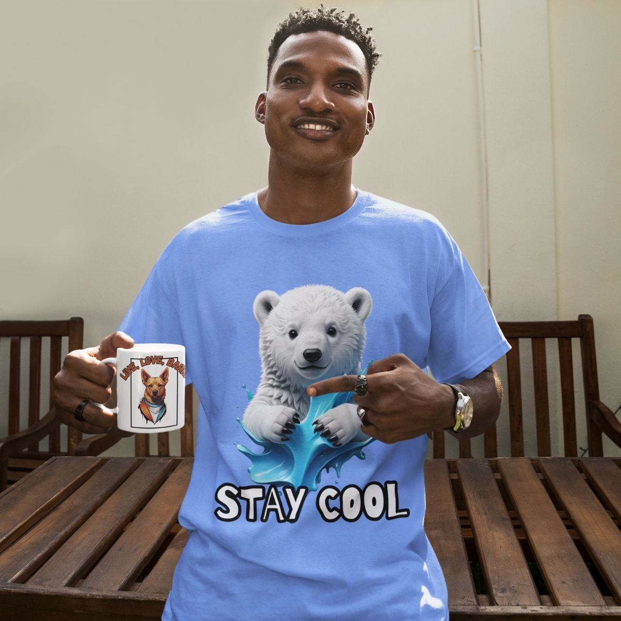 T-Shirt for men and women 'Stay cool', summer clothes casual regular fit, top clothes for daily wear. short sleeve tee. product thumbnail image