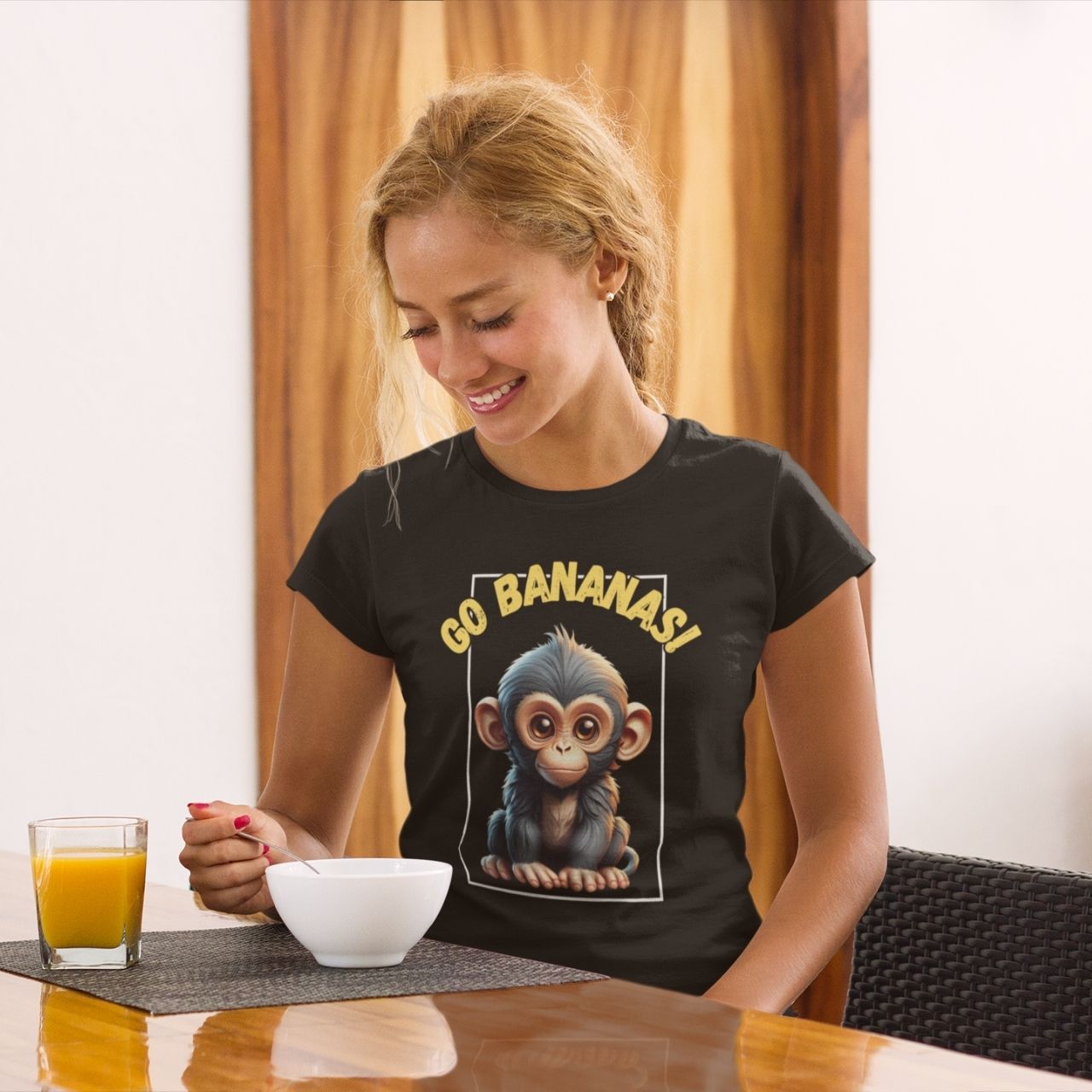 T-Shirt for men and women 'Go Bananas', summer clothes casual regular fit, top clothes for daily wear. short sleeve tee. product thumbnail image