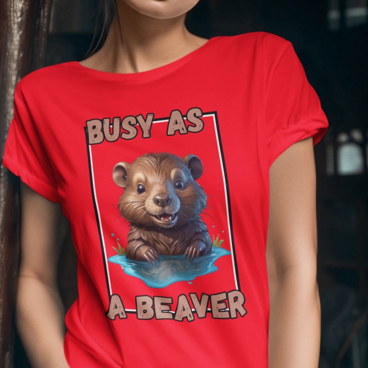 T-Shirt for men and women 'Busy as a Beaver', summer clothes casual regular fit, top clothes for daily wear. short sleeve tee. product thumbnail image