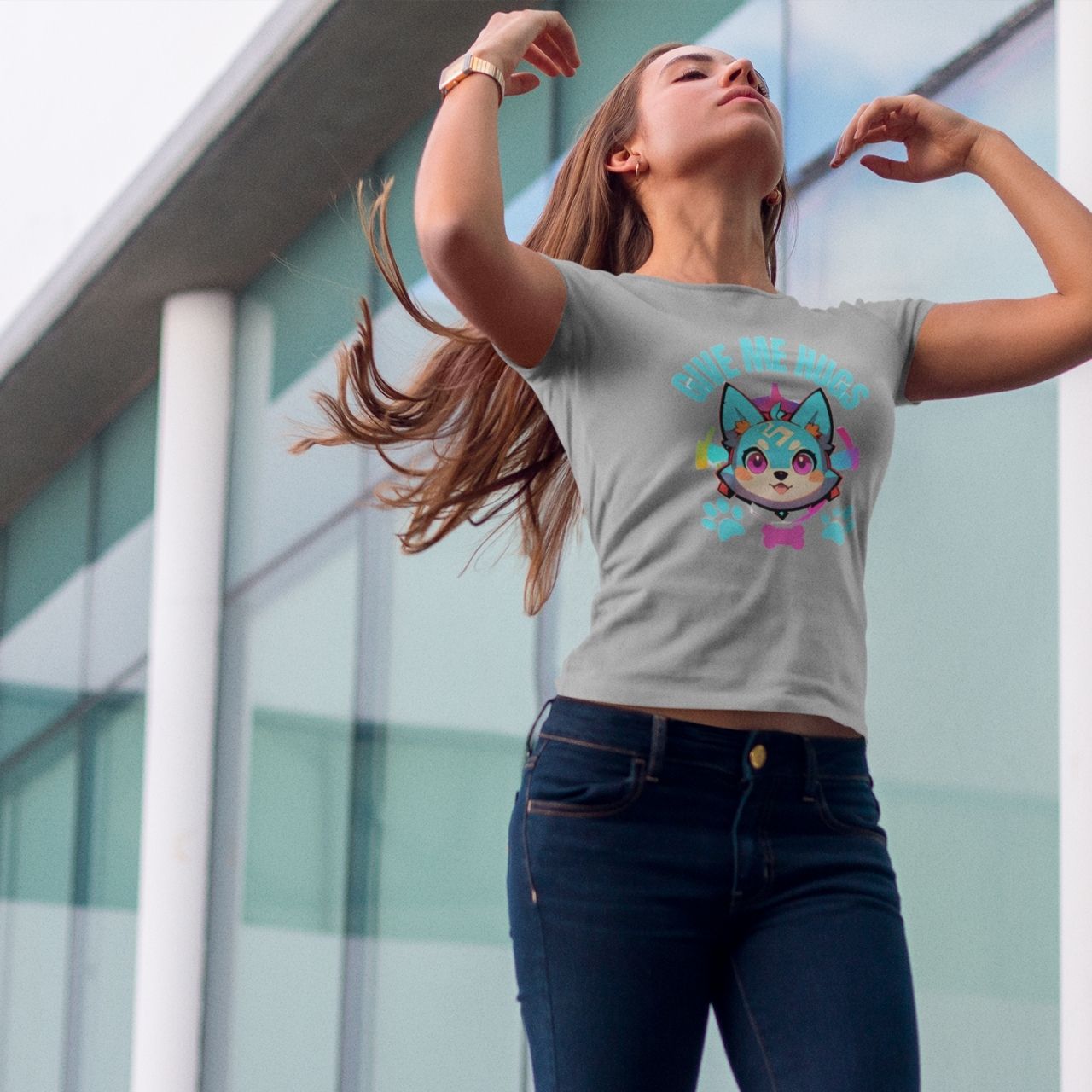 T-Shirt for men and women "Give me Hugs Shirt", summer clothes casual regular fit, top clothes for daily wear. short sleeve tee. product thumbnail image