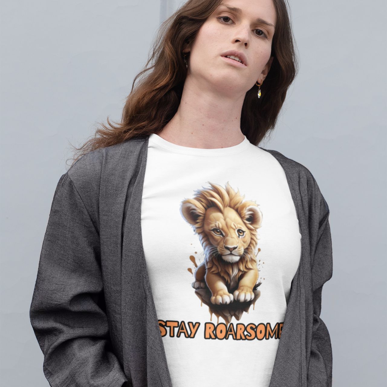 T-Shirt for men and women 'Stay Roarsome, Lion Cub', summer clothes casual regular fit, top clothes for daily wear. short sleeve tee. product thumbnail image
