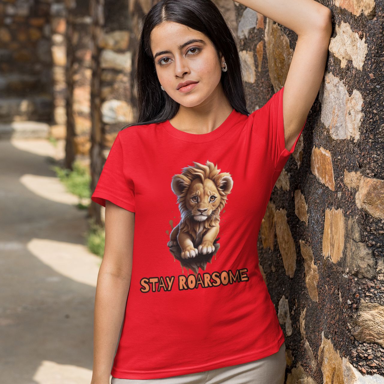 T-Shirt for men and women 'Stay Roarsome, Lion Cub', summer clothes casual regular fit, top clothes for daily wear. short sleeve tee. product thumbnail image
