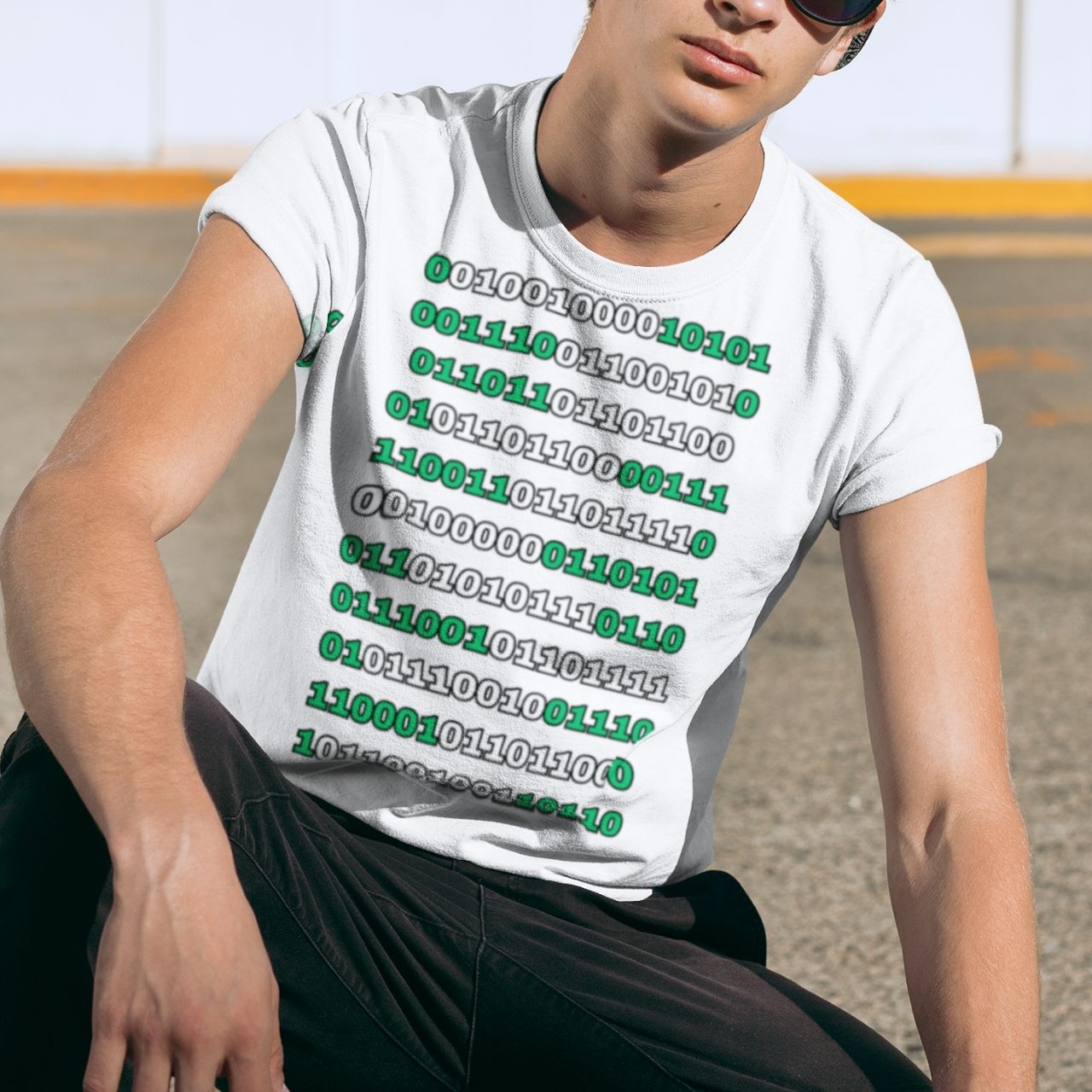 T-Shirt for men and women 'Binary Code', summer clothes casual regular fit, top clothes for daily wear. short sleeve tee. product thumbnail image