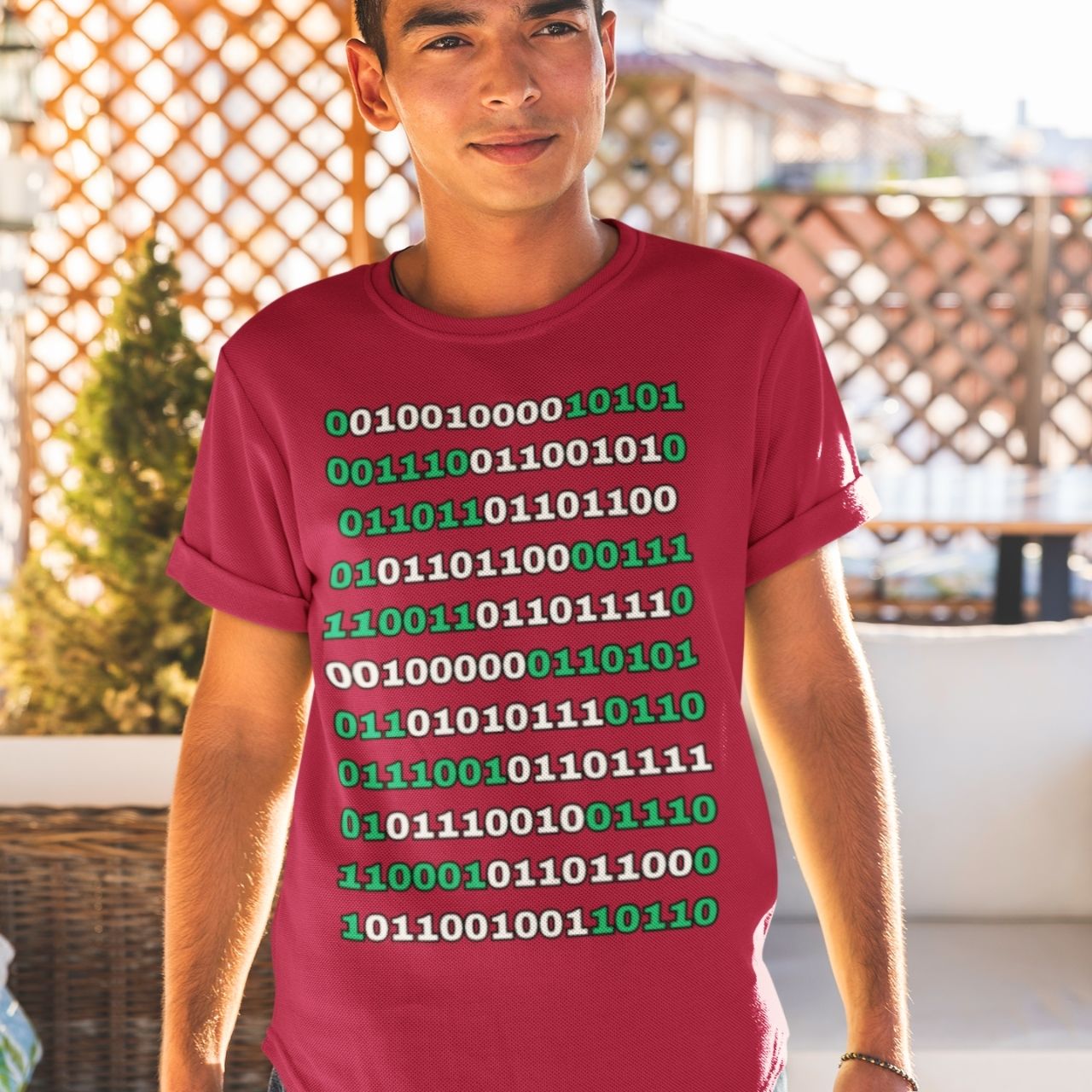 T-Shirt for men and women 'Binary Code', summer clothes casual regular fit, top clothes for daily wear. short sleeve tee. product thumbnail image