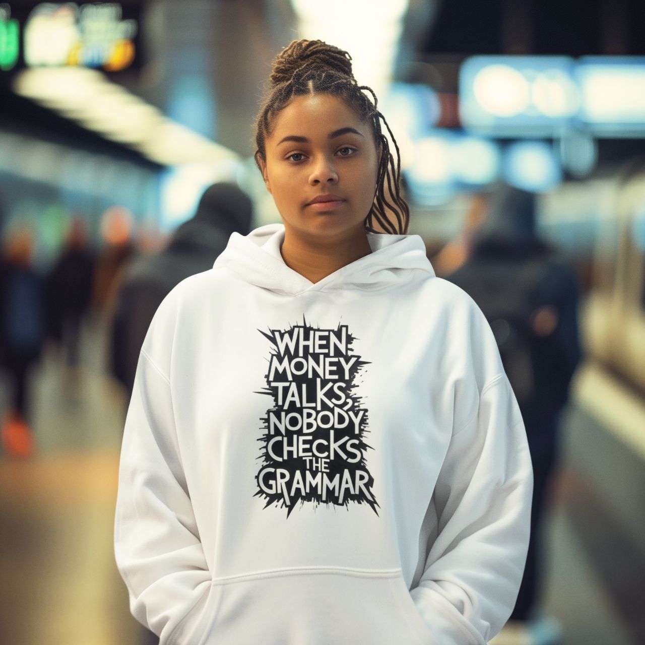 Hooded Sweatshirt casual "grammar and money" sweatshirt, warm sweater for men and women,  product thumbnail image