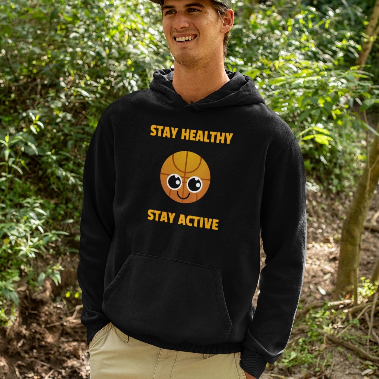 Hooded Sweatshirt "Stay healthy, Stay active" casual sweatshirt for men and women. product thumbnail image